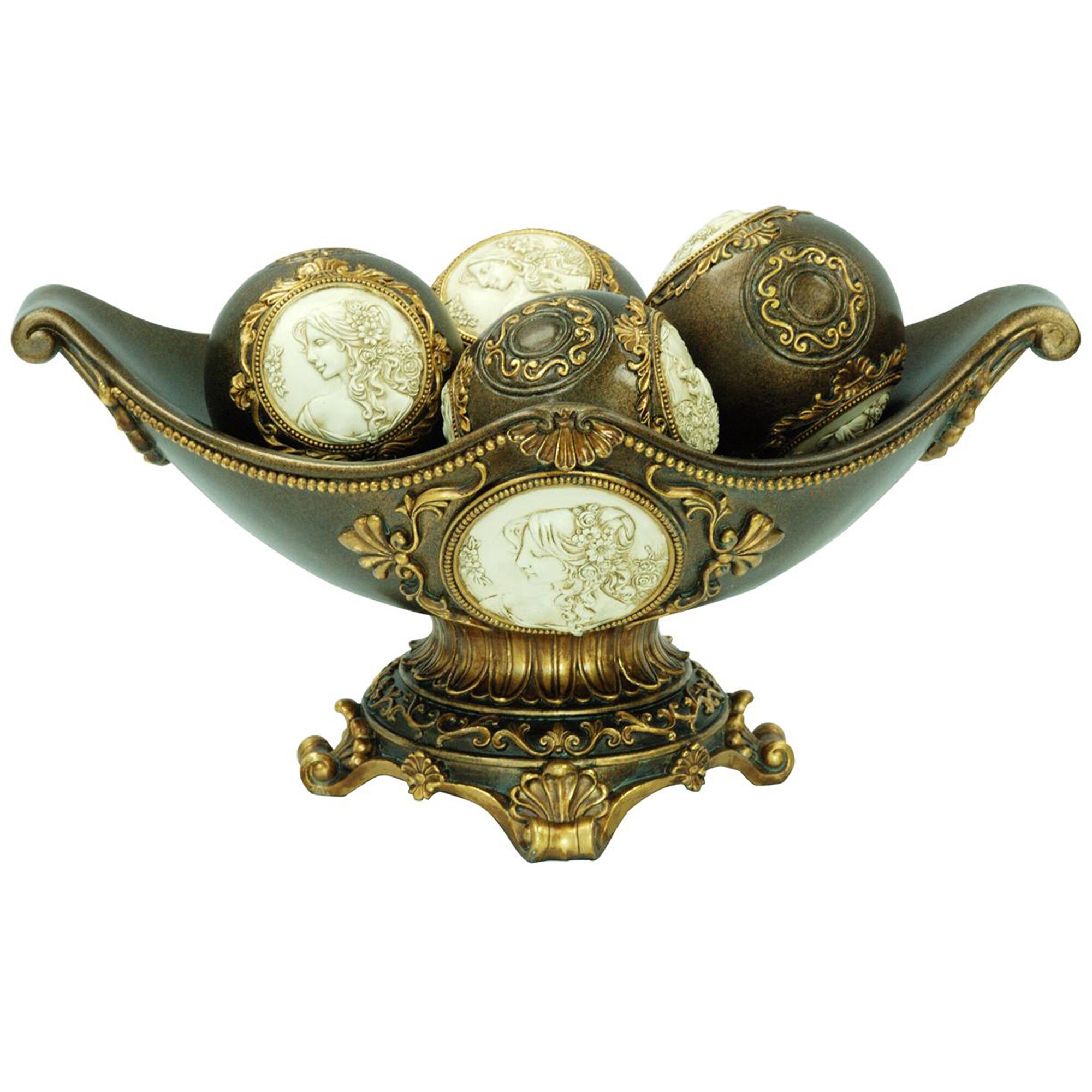 ORE International K-4192-B1 Bronze Resin/Stone Midcentury Decorative Bowl