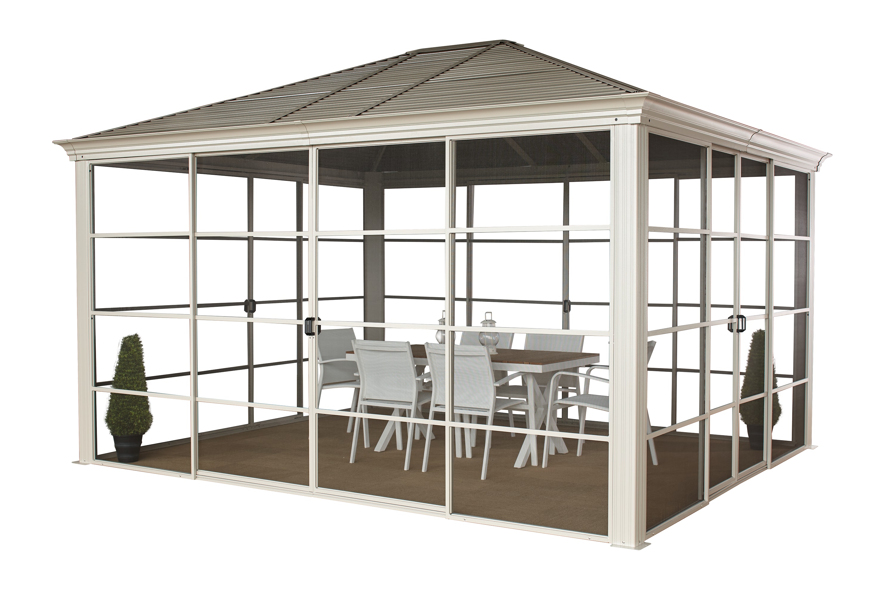 12 Ft x 14 Ft Champagne Aluminum and Steel Gazebo