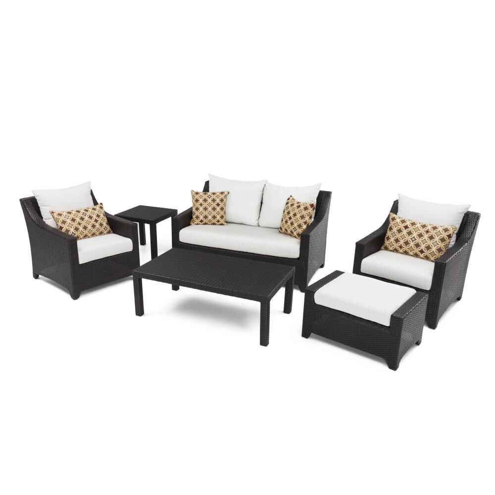 RST Brands OP-PEOSS6-MOR-K Deco 6-Piece Wicker Patio Conversation Set with Off-white Sunbrella Cushions