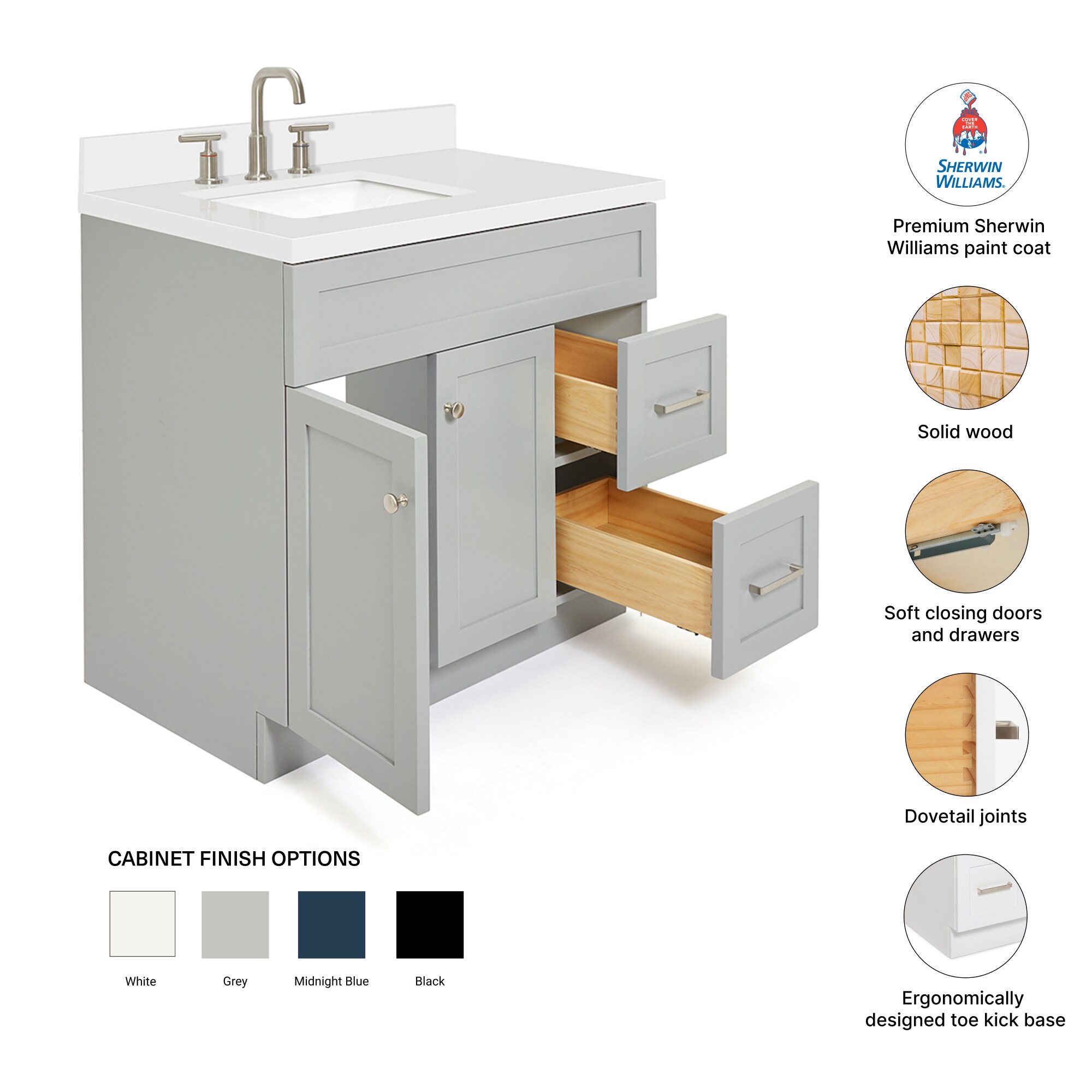 ARIEL F037SLWQRVOGRY Bath-Vanity-Combo - View #4