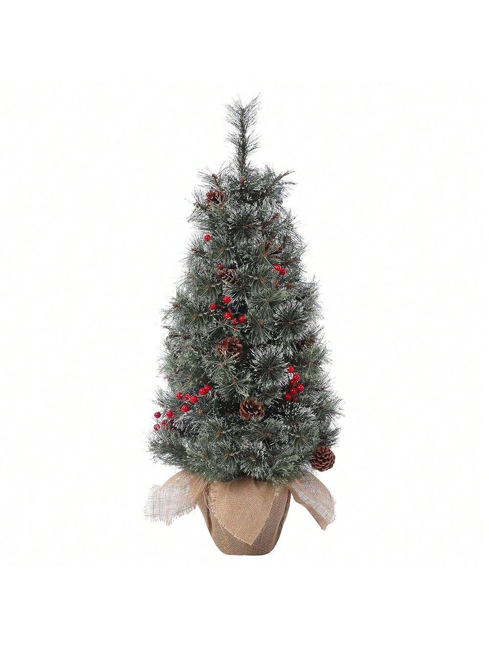 Qeetex PHO-0ZA9L16L-HF4 Pre-Lit Artificial Christmas Tree. Green. Pine Cone. 78 LED Lights. Includes Cloth Bag Base. Battery Operated. 3 Feet (Batteries Not Included)