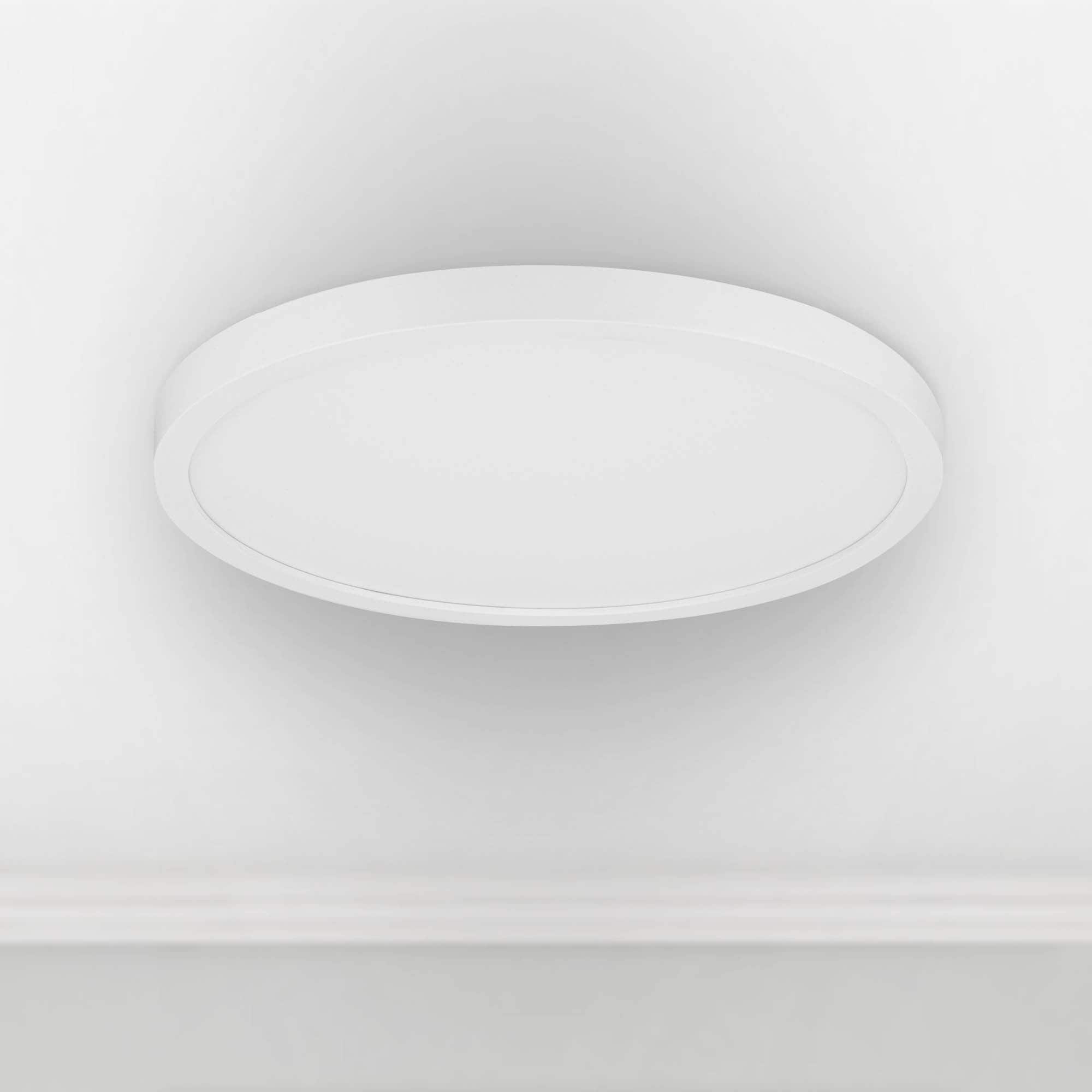 Project Source 43544 Edge Light 1 -Light 15-in Matte White Indoor/Outdoor Integrated LED Flush Mount Light 2 -Pack