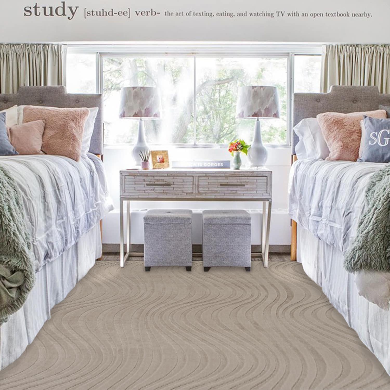 GERTMENIAN 27425 5 x 8 (ft) Loomed Cream Rectangular Indoor Pet Friendly Area rug