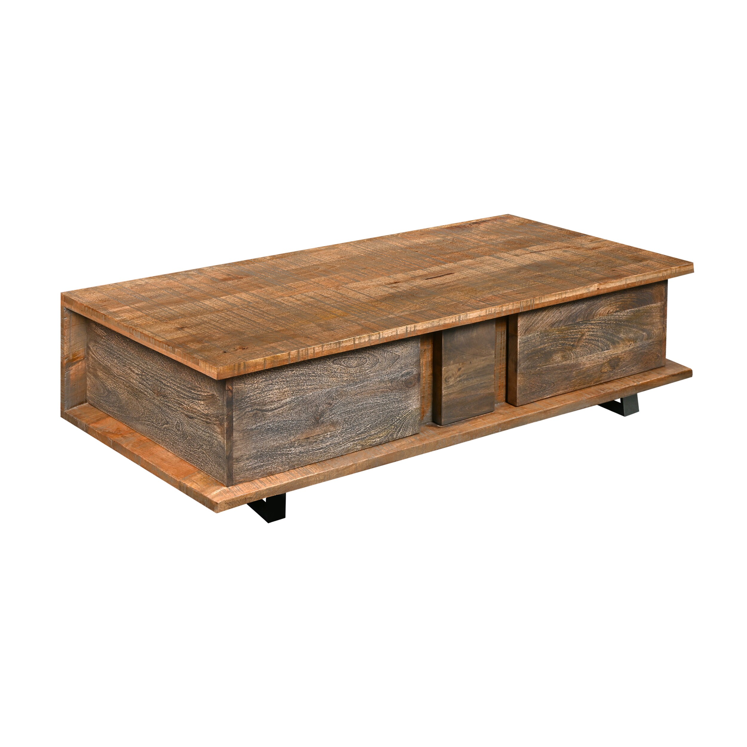 Benzara UPT-272888 Brown Wood Modern Coffee Table with Storage