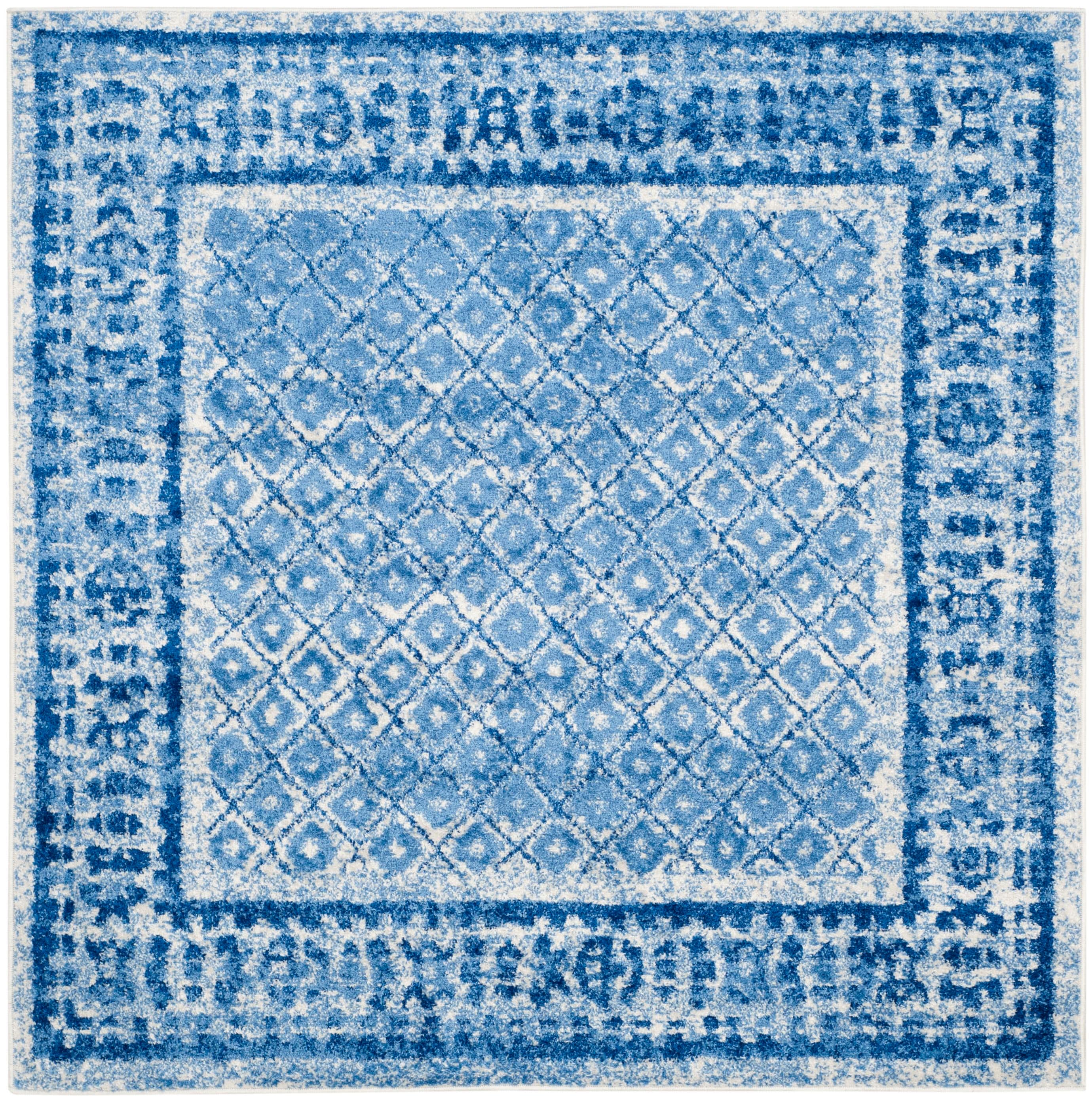 Safavieh ADR110D-8SQ Adirondack Tabriz 8 x 8 (ft) Loomed Polypropylene Silver/Blue Square Indoor Distressed/Overdyed Vintage Area rug