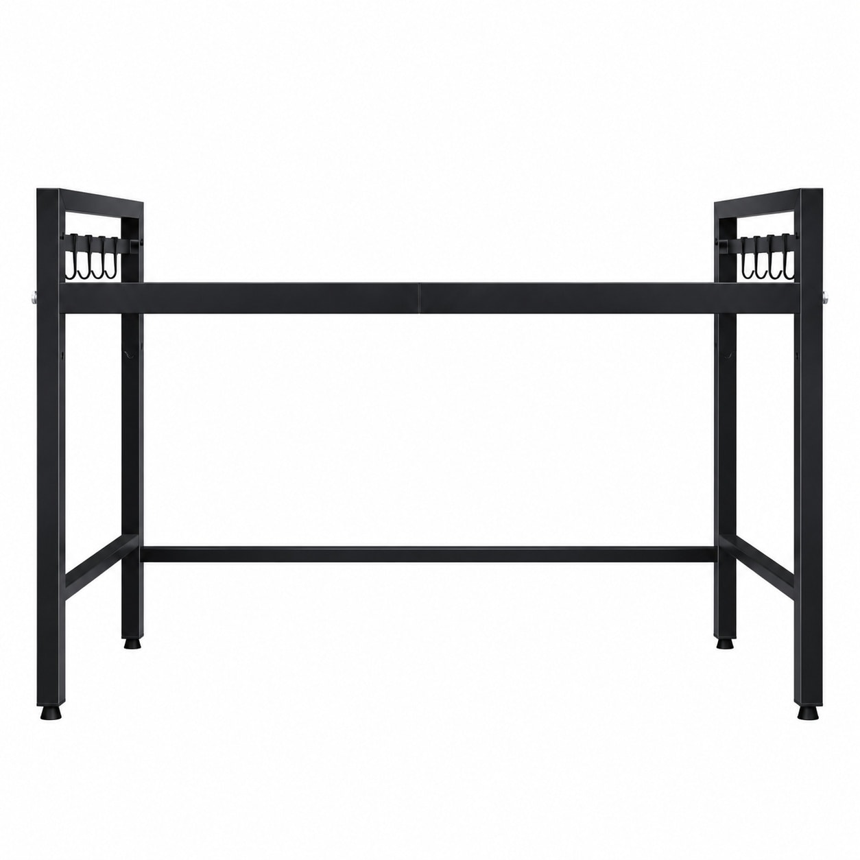 Etokfoks  Expandable 2 Tier Metal Kitchen Countertop Organizer Shelf with 8 Hooks 55 Lb Capacity Microwave Stand