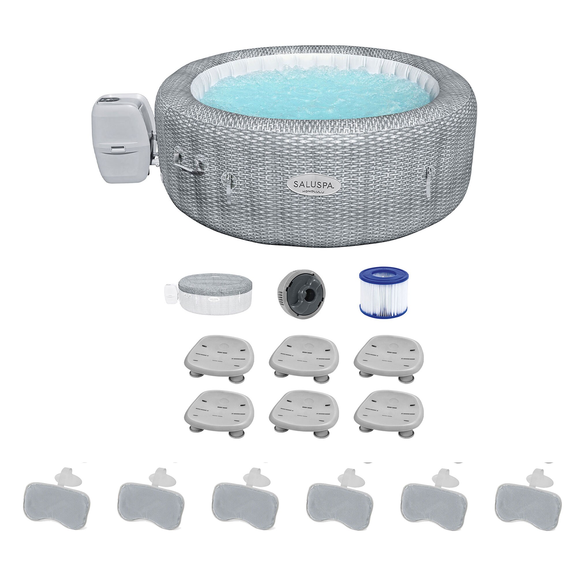 Bestway 396542 SaluSpa 140 Jet 6 -Person Inflatable Round Hot Tub (Cover Included)