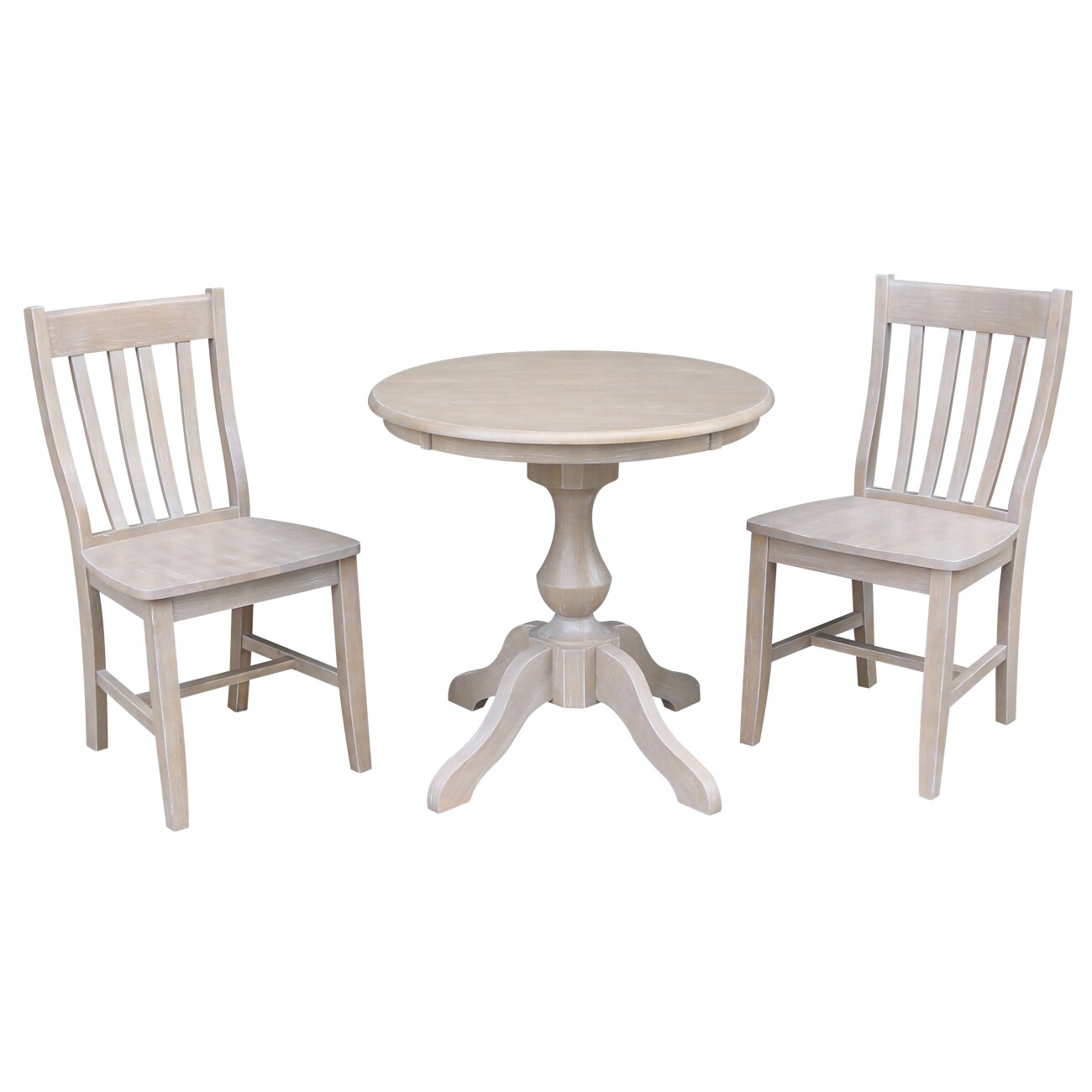 International Concepts K09-30RT-11B-C61-2 Washed gray taupe Casual Dining Room Set with Round Table ( Seats 2 )