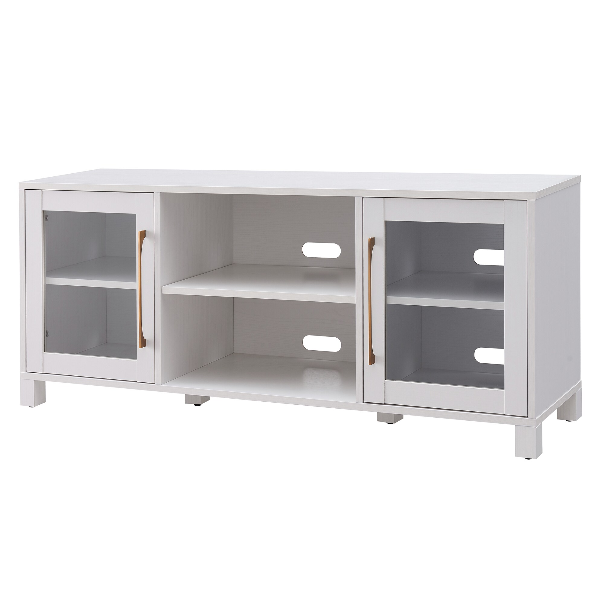Quincy 58" White TV Stand with Glass Doors