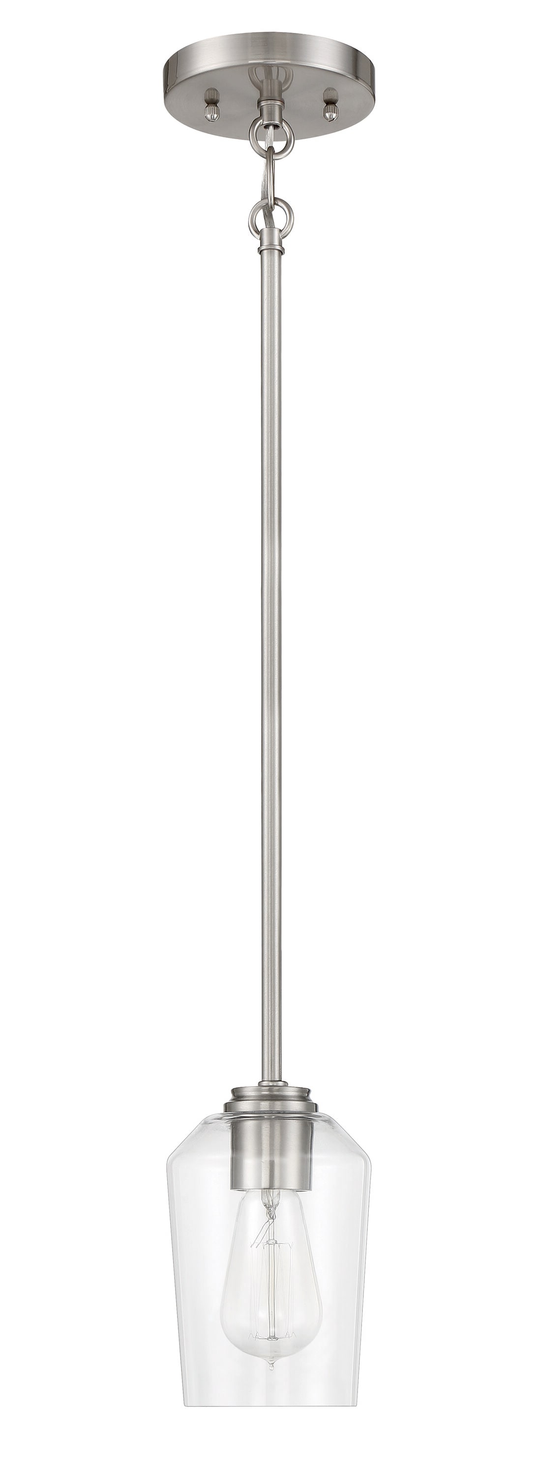 Shayna Clear Glass Mini Pendant Light with Polished Nickel Finish