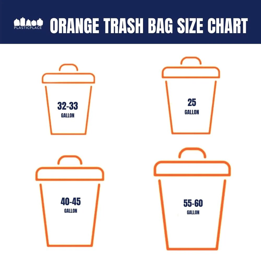 Plasticplace 45-Gallons Orange Plastic Can Twist Tie Trash Bag (100-Count)