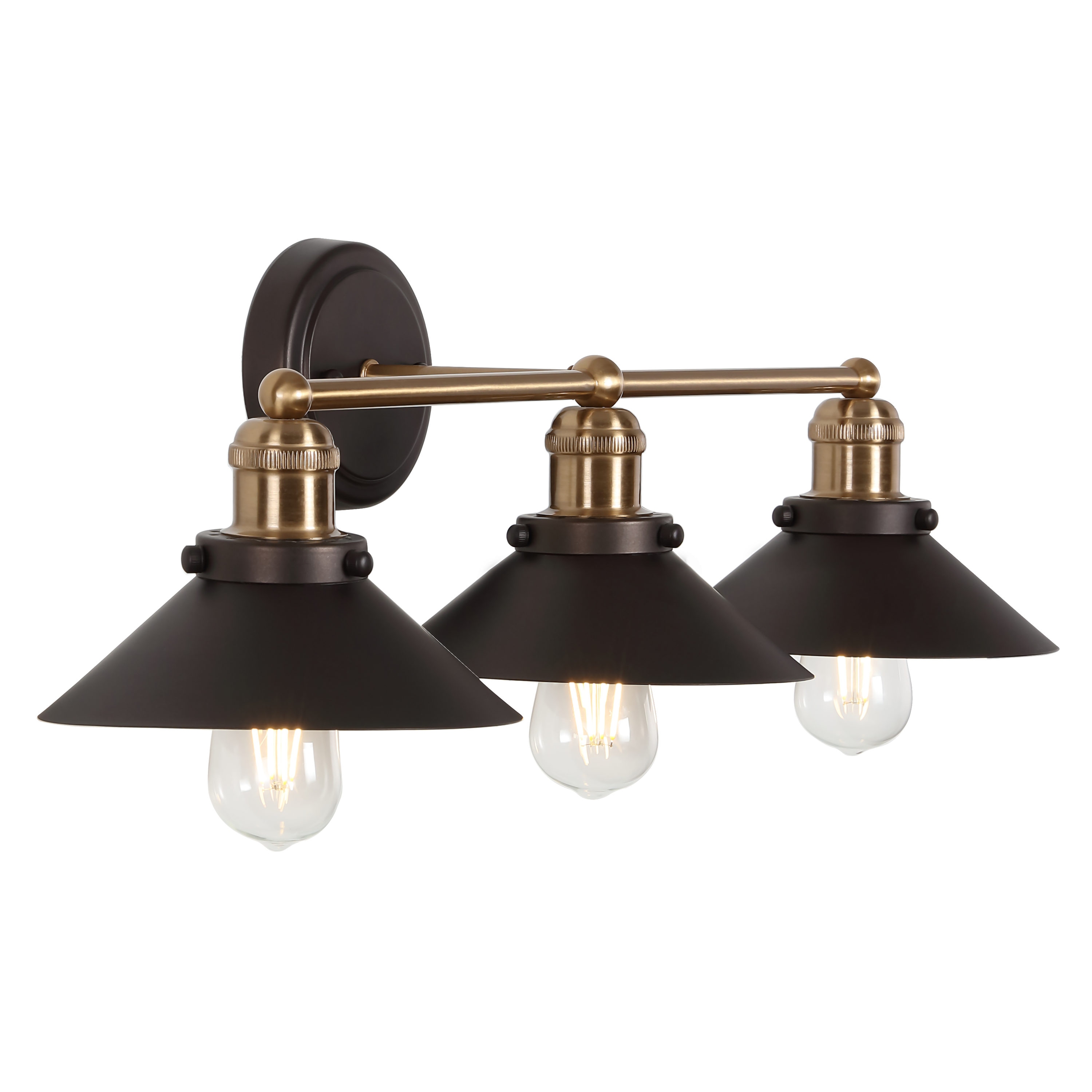 Elegant Oil Rubbed Bronze & Brass 3-Light Vanity Wall Fixture