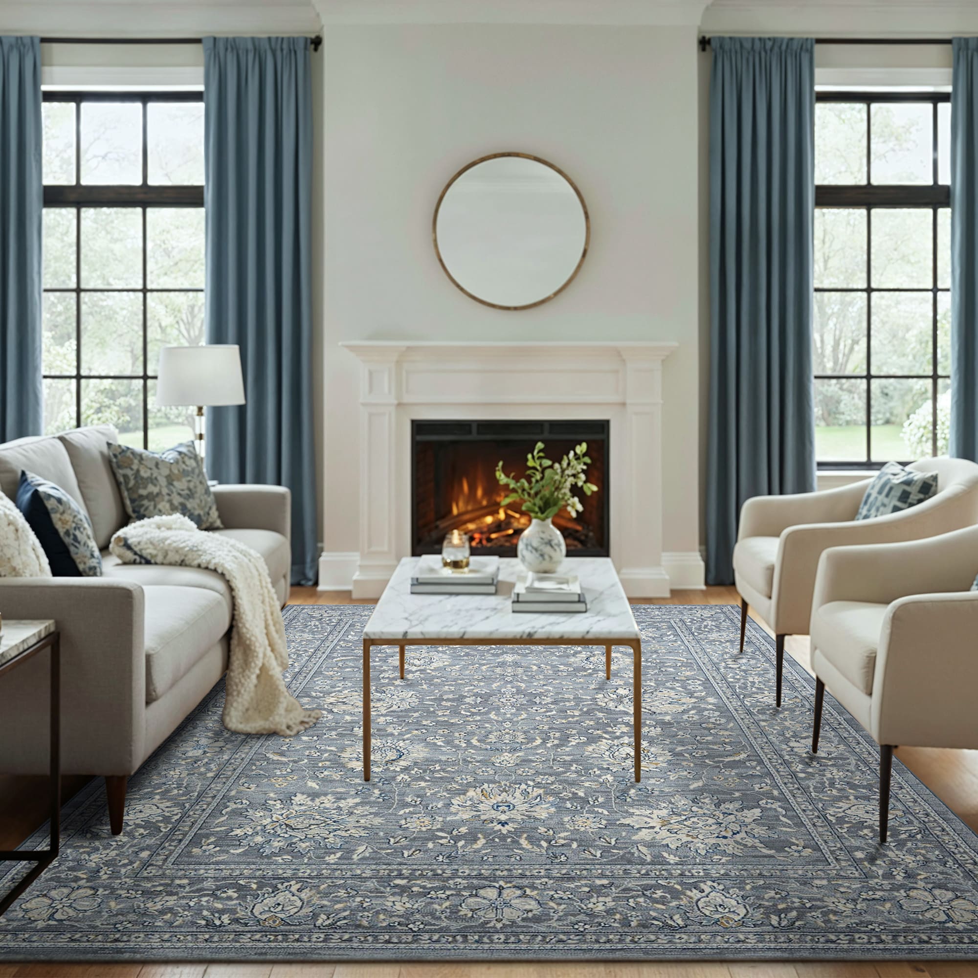 Couristan 71415656066096T SULTAN TREASURES 6 x 9 (ft) Loomed Slate Rectangular Indoor Tribal Persian Pet Friendly Area rug