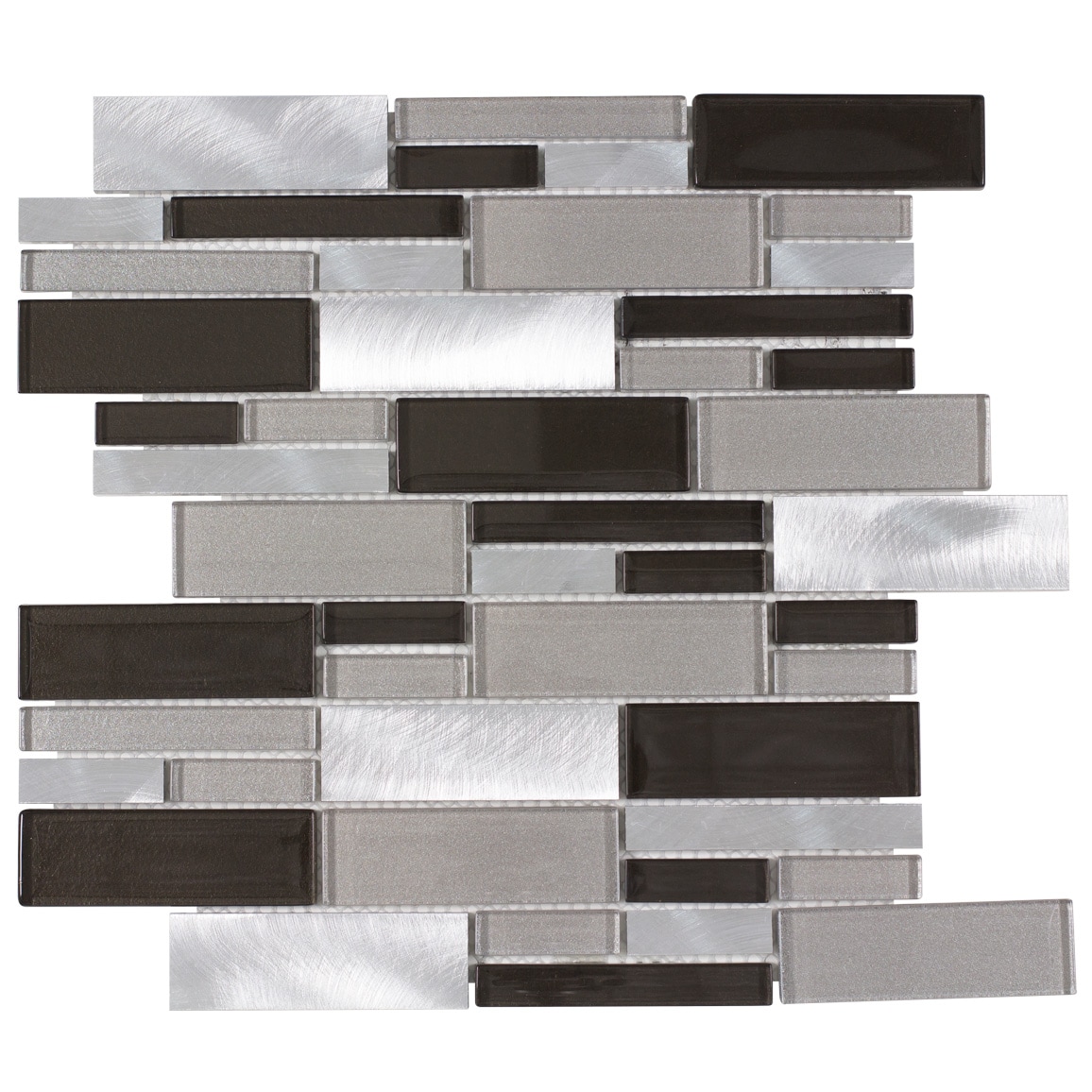 Elida Ceramica MT705DKBR1213 Sahara Beige 12-in x 12-in Multi-finish Glass and Metal Linear Wall Tile