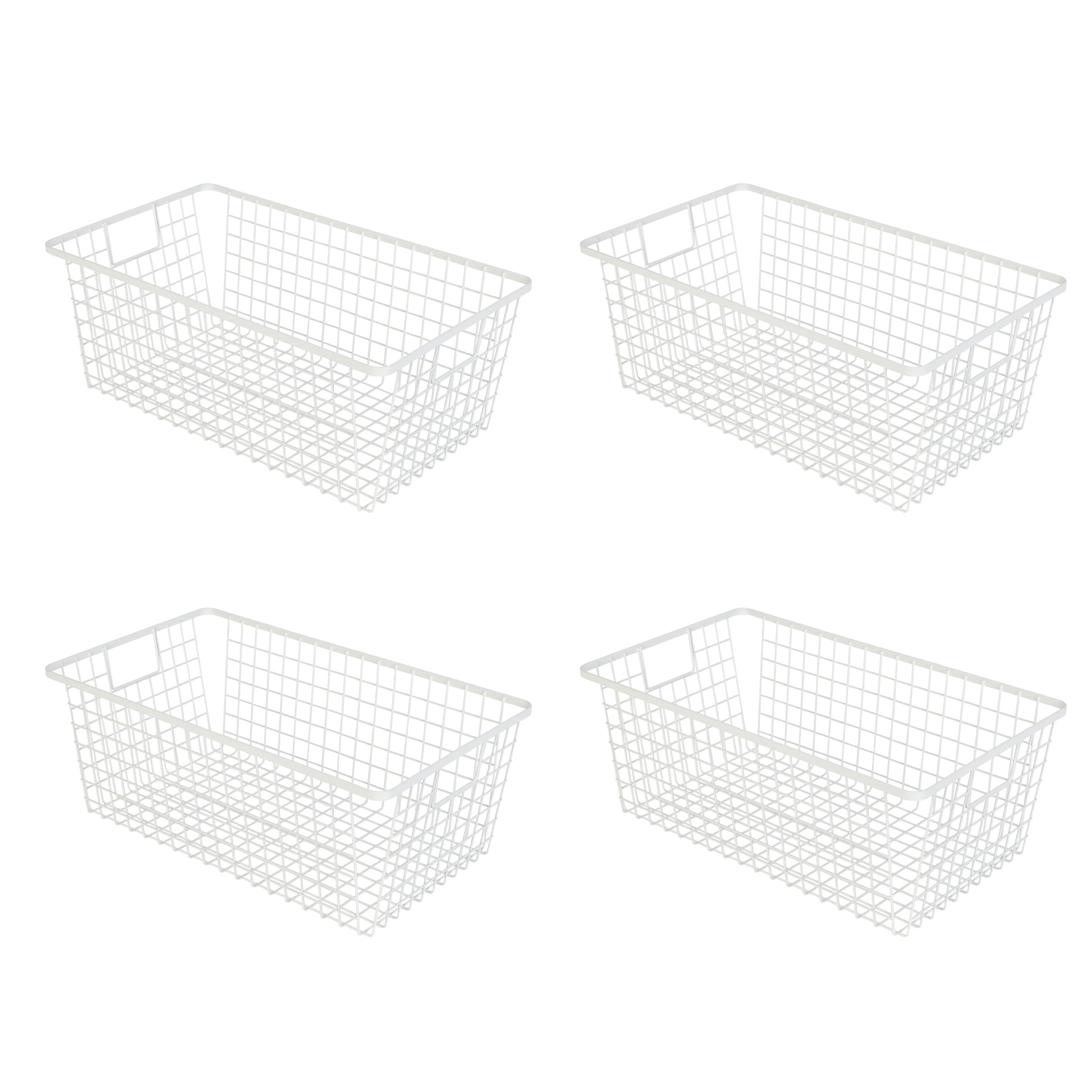 Smart Design 8005661AS4 4 -Pack ( 9-in W x 6-in H x 16-in D ) White Steel Basket