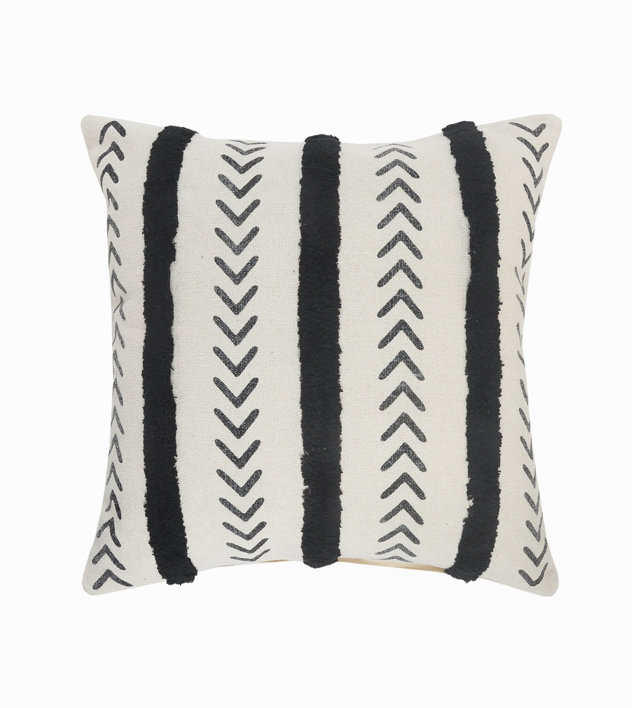 Natural and Black Chevron Cotton Throw Pillows, 20" x 20", Set of 2