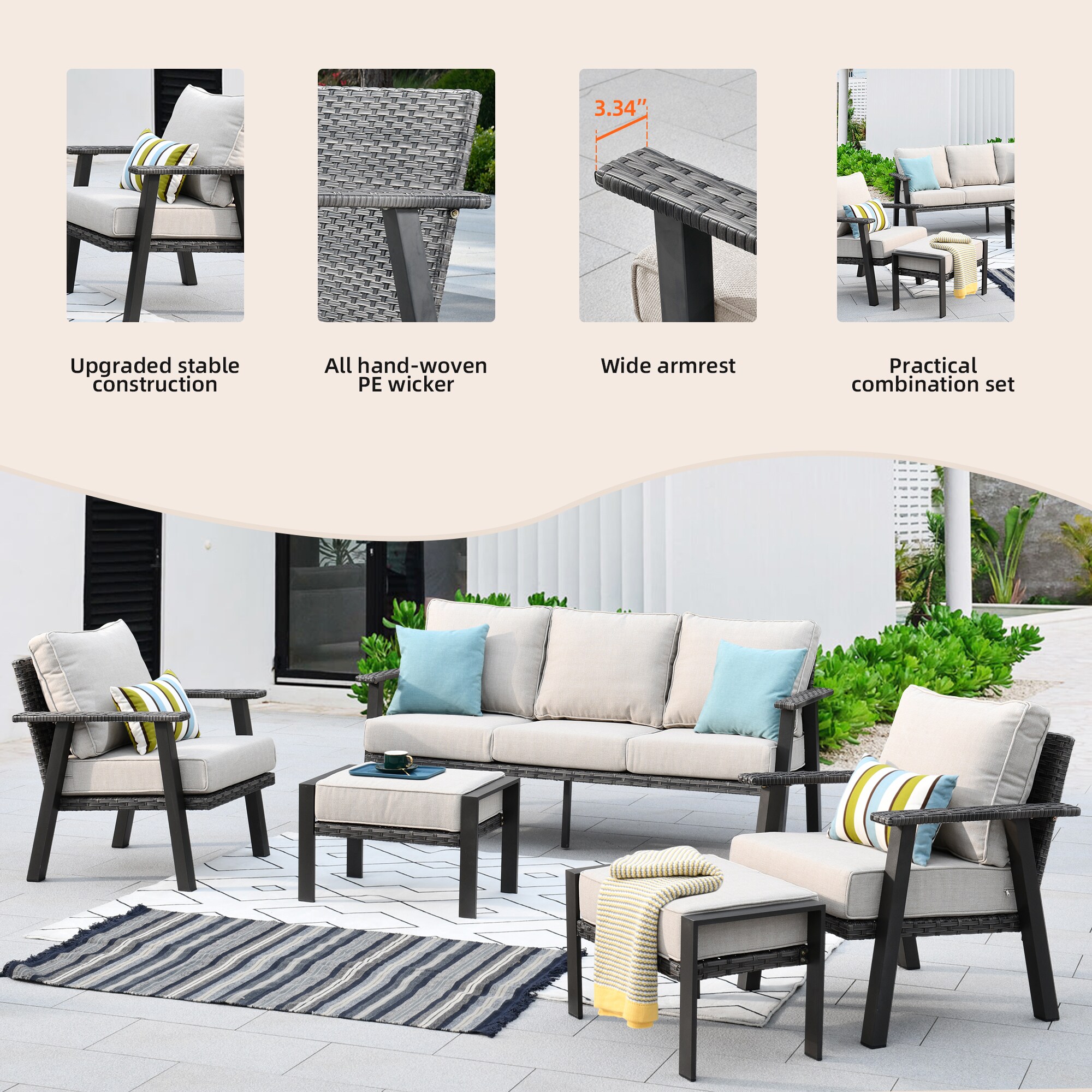 Pouuin SHW60TC05 Patio-Conversation-Sets - View #6