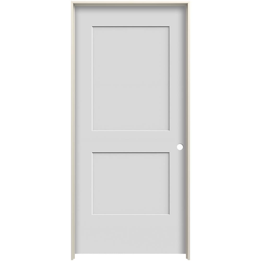 JELD-WEN LOWOLJW226100330 36-in x 80-in Fog Solid Core 2-panel Square Left Hand Smooth Prefinished Molded Composite Flat Jamb Single Prehung Interior Door