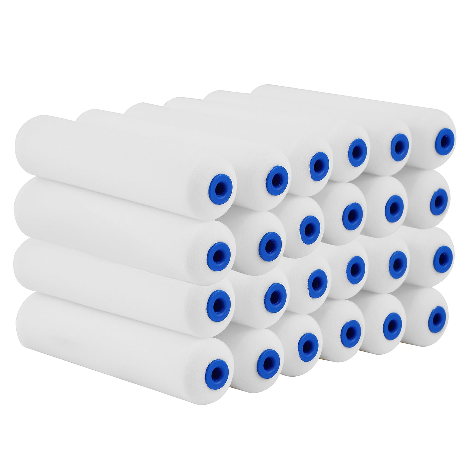 Phewnyzo  Foam Paint Roller Covers 6 Inch High Density Smooth Finish Mini Paint Roller Refills for Walls Cabinets Doors and Furniture 24 Pack