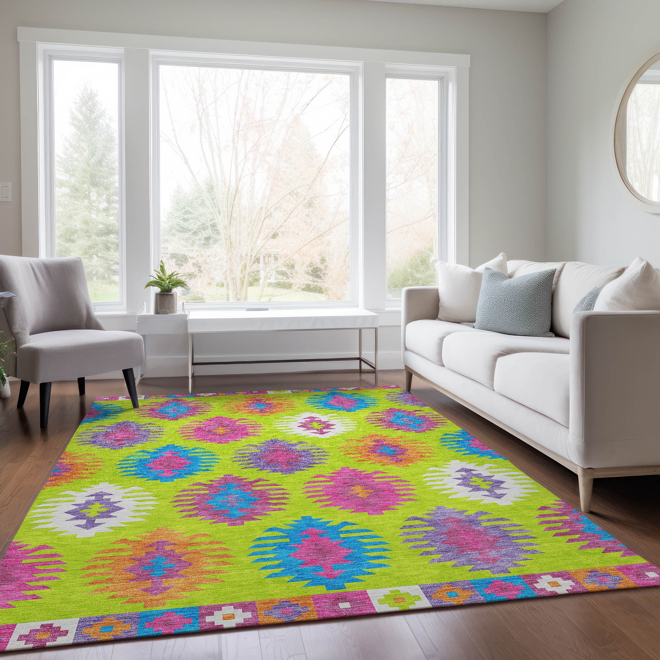 Addison Rugs ACN983LM5X8 Chantille ACN983LM 5 x 7 (ft) Loomed Polyester Lime Rectangular Indoor/Outdoor Machine washable Area rug