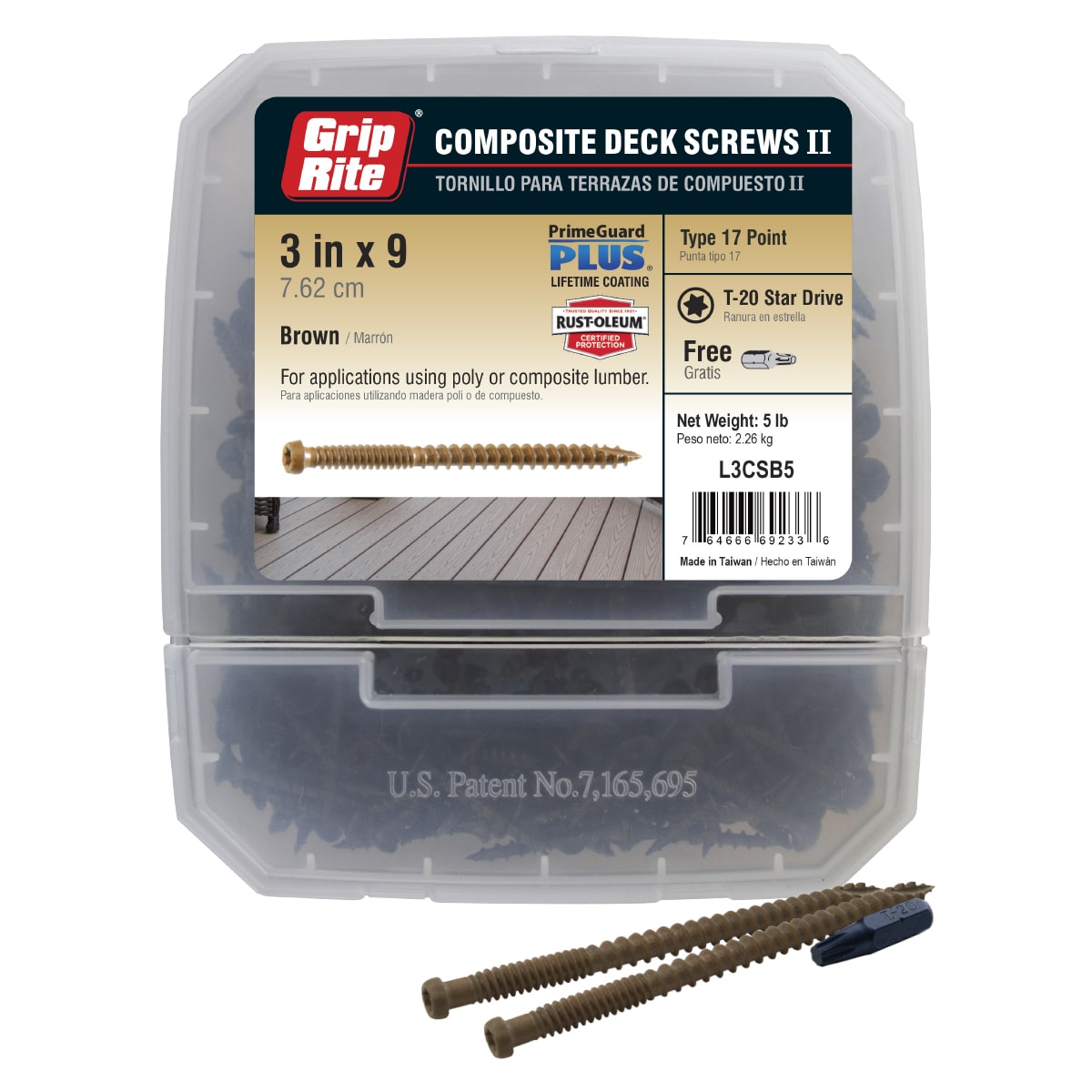 Grip-Rite L3CSB5 #9 x 3-in Composite Deck Screws ( 322 -Per Box )