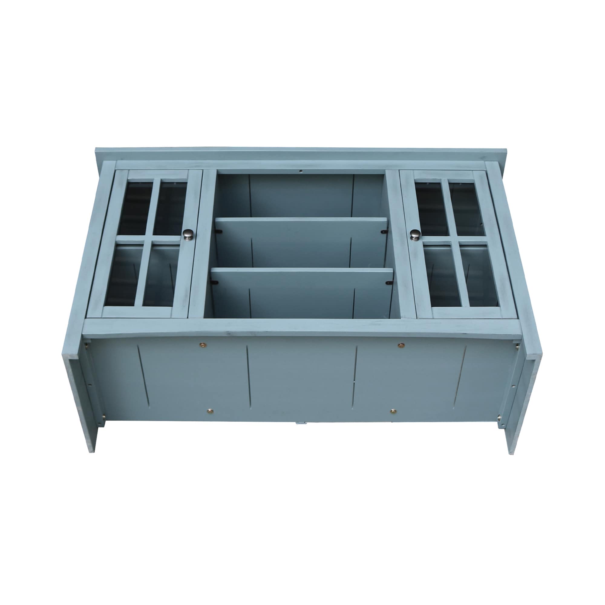 Elegant Gray 53" Solid Para Wood TV Stand with Cabinet Doors