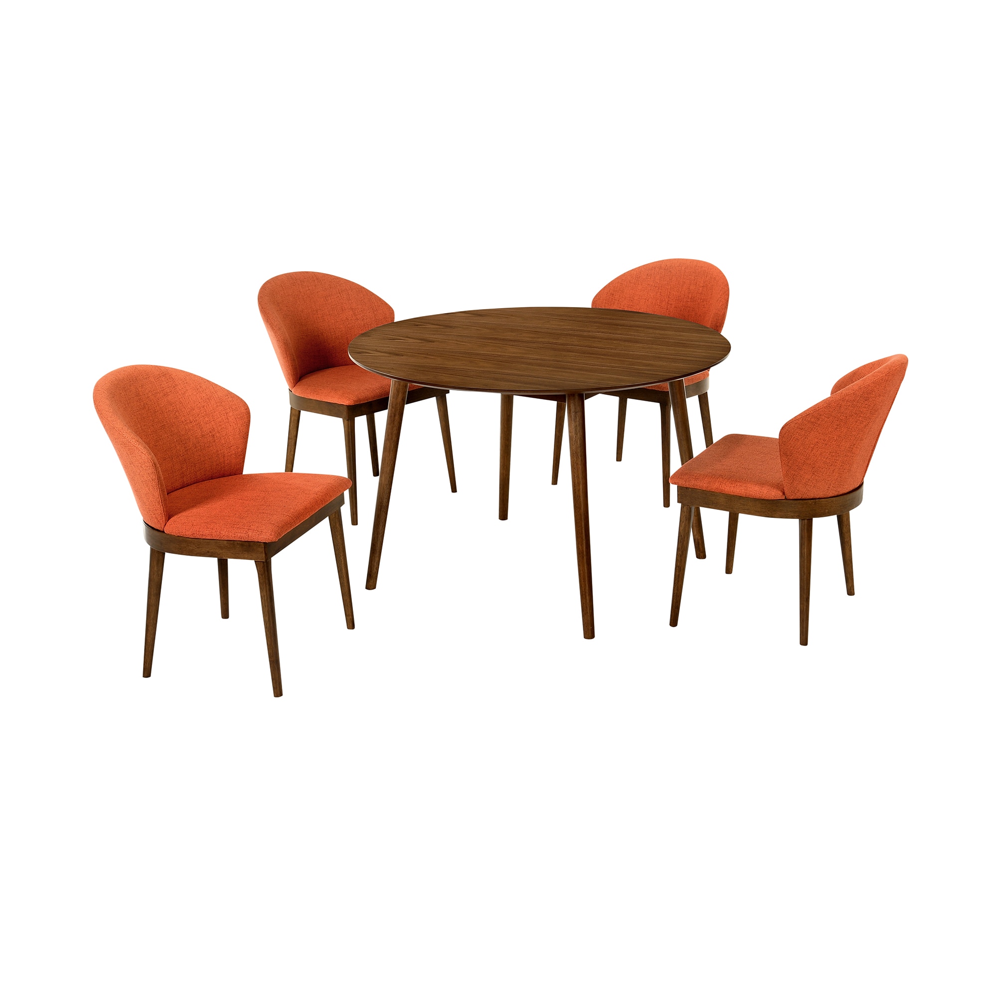 Armen Living SETARDI5JNWAOR48 Walnut Contemporary/Modern Dining Room Set with Round Table ( Seats 4 )