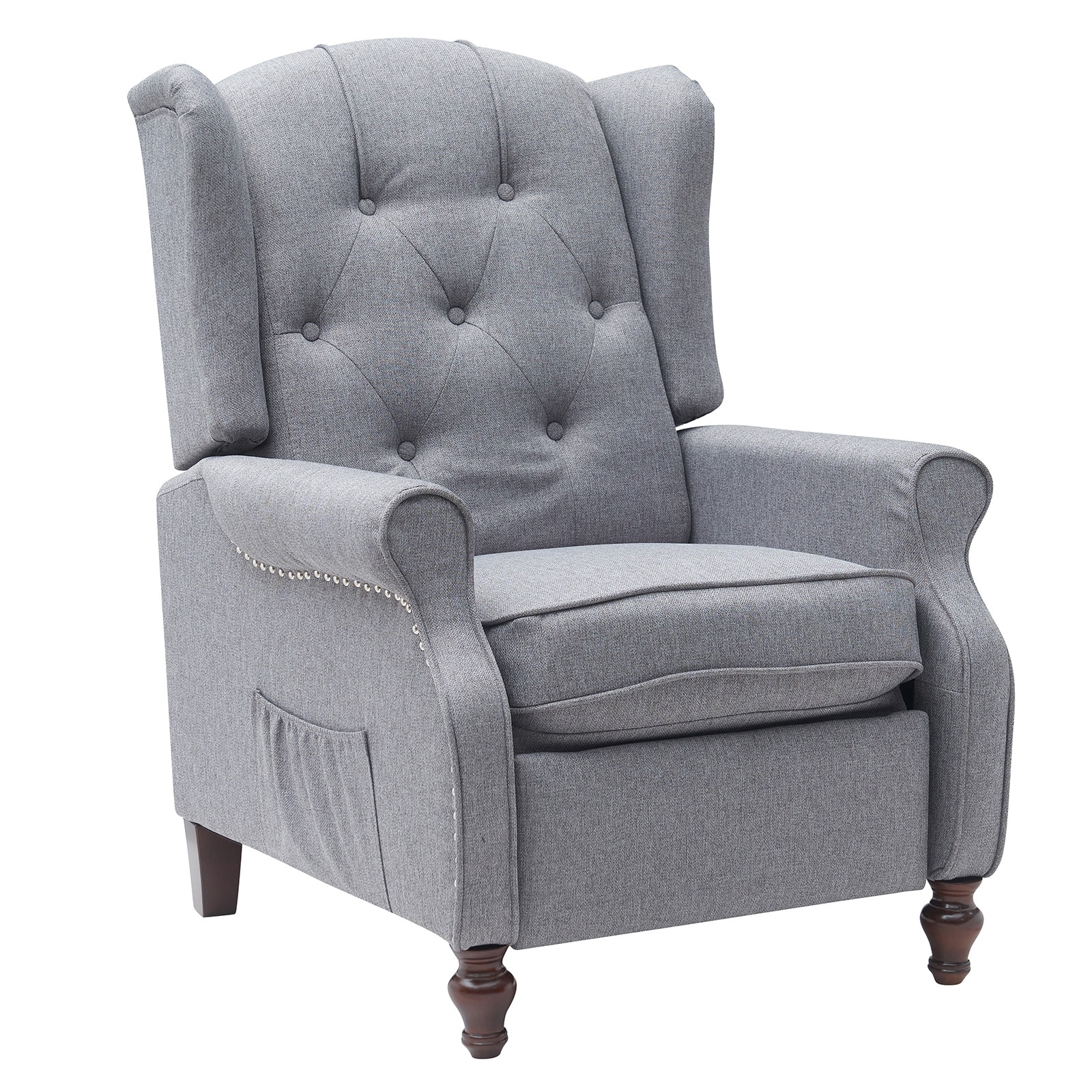 BWE A-9CHAIR-09-LGY Modern Light Gray Suede Swivel Rocking Chair