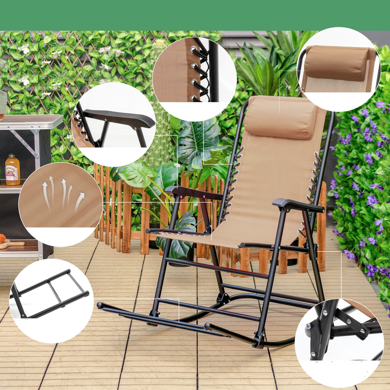 Folding patio rocking chairs hot sale