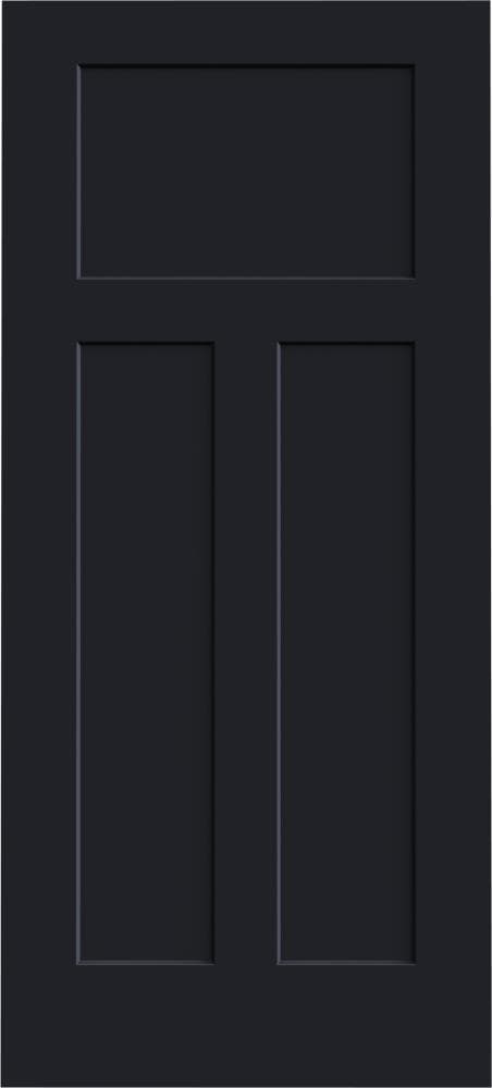 JELD-WEN LOWOLJW225500503 Craftsman 3 Panel 36-in x 80-in Black 3-panel craftsman Smooth Solid core Prefinished Molded composite Slab Door