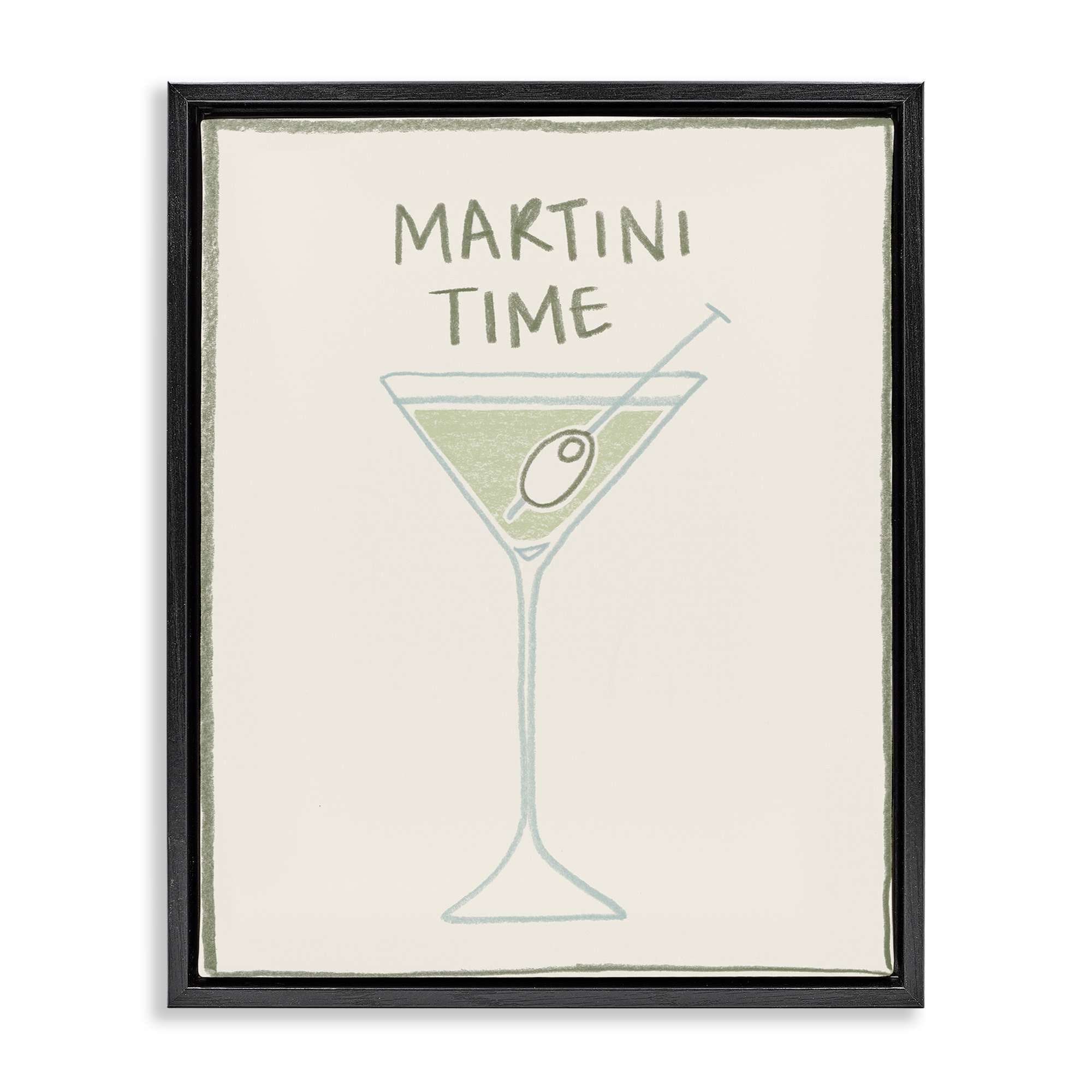 Stupell Industries BS-368-FFB-24X30 Minimal Martini Time Black Framed Floater Canvas Wall Art By Grace Popp 25 x 31