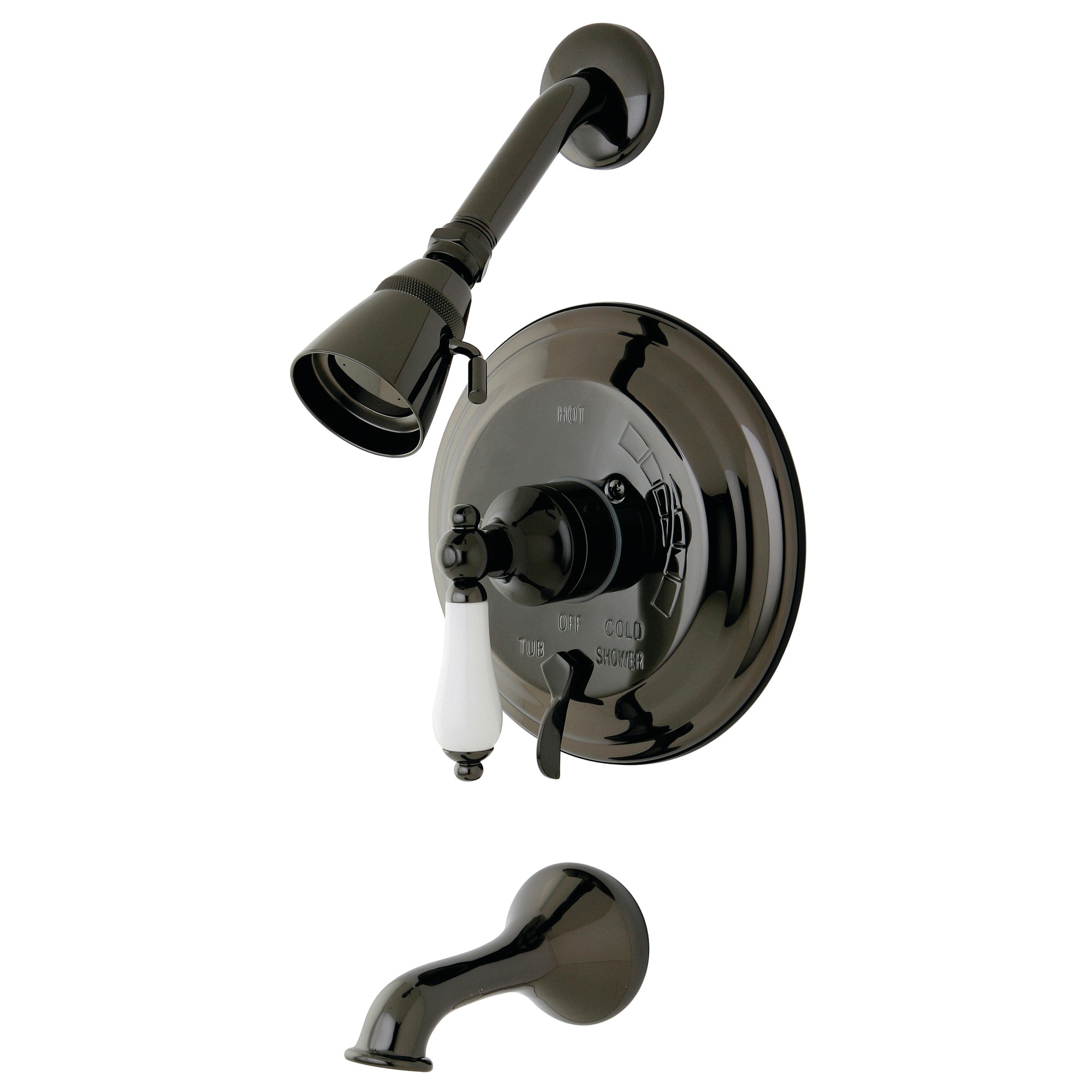 Kingston Brass WLNB36300PL Modern Black Stainless Steel 1-handle Multi-function 2.25-Inches Round Bathtub and shower Faucet with Valve