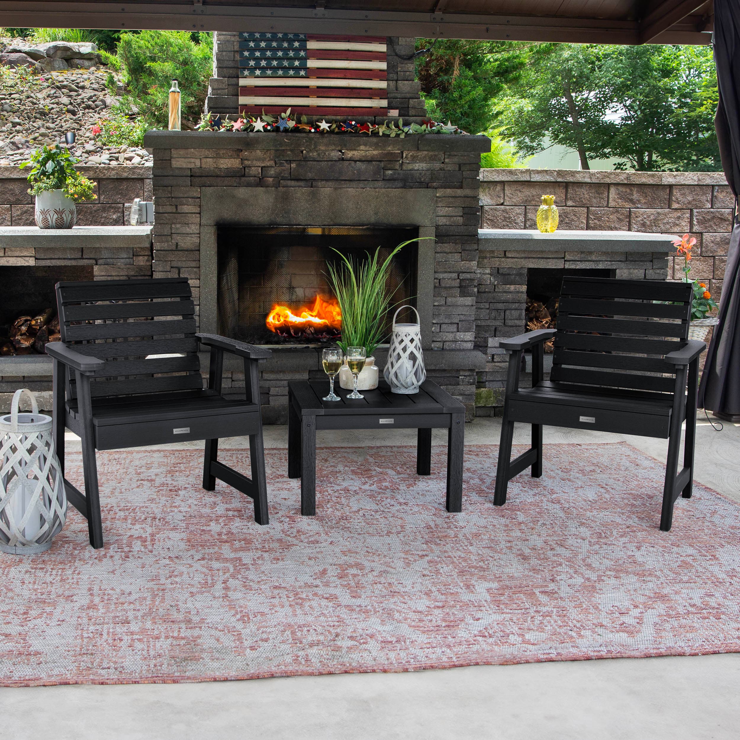 highwood AD-KITCHGW2-BKE The Weatherly Collection 3-Piece Patio Conversation Set