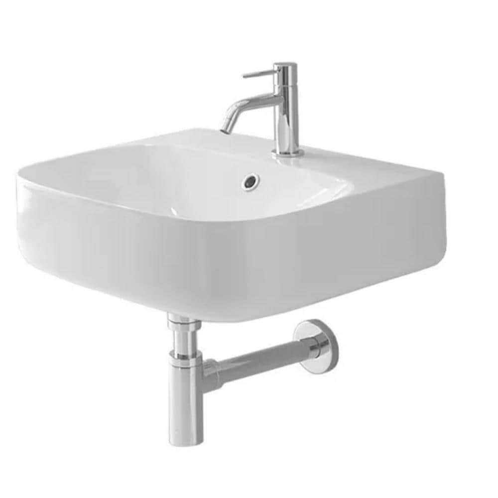 Nameeks Moon White Ceramic Wall-mount Round Modern Bathroom Sink (19.7 ...