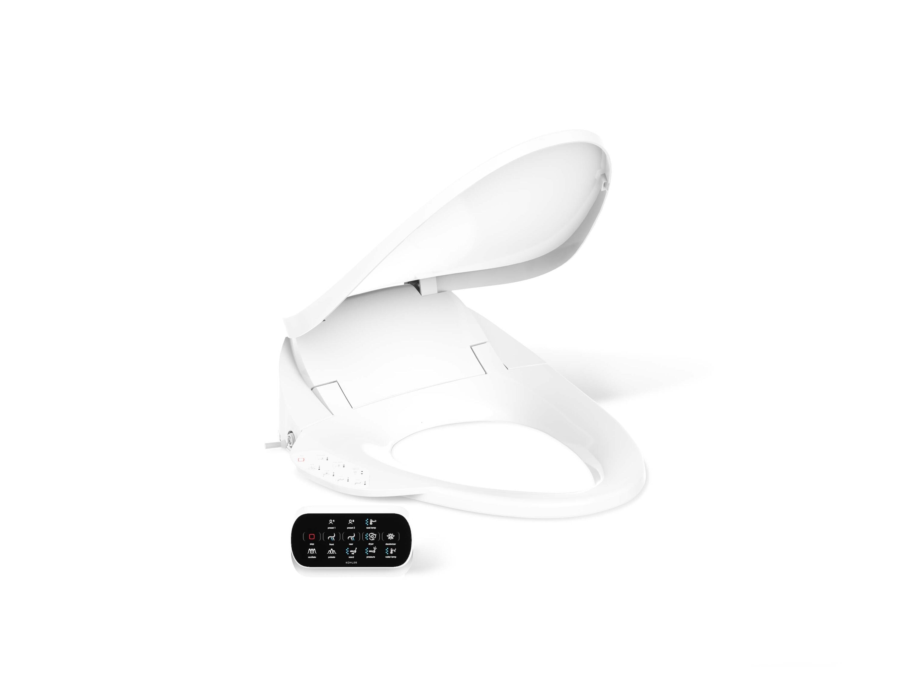 KOHLER 4108-0 PureWash E750 Plastic White Elongated Soft Close Heated Bidet Toilet Seat