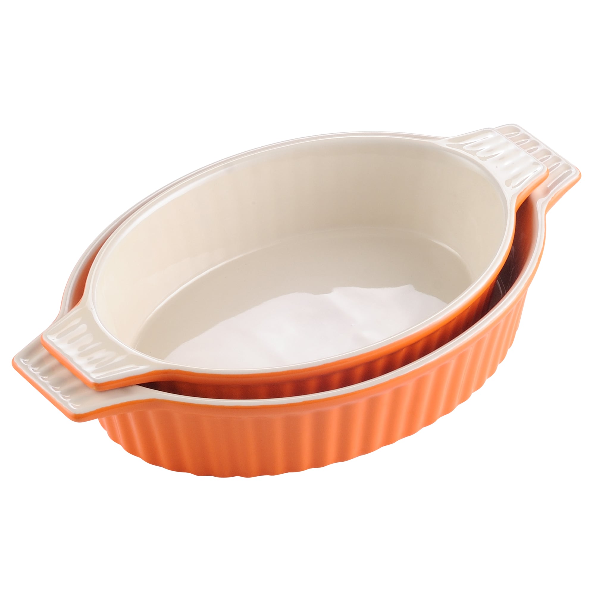 MALACASA Orange 2-Piece Ceramic Bakeware Set in the Bakeware