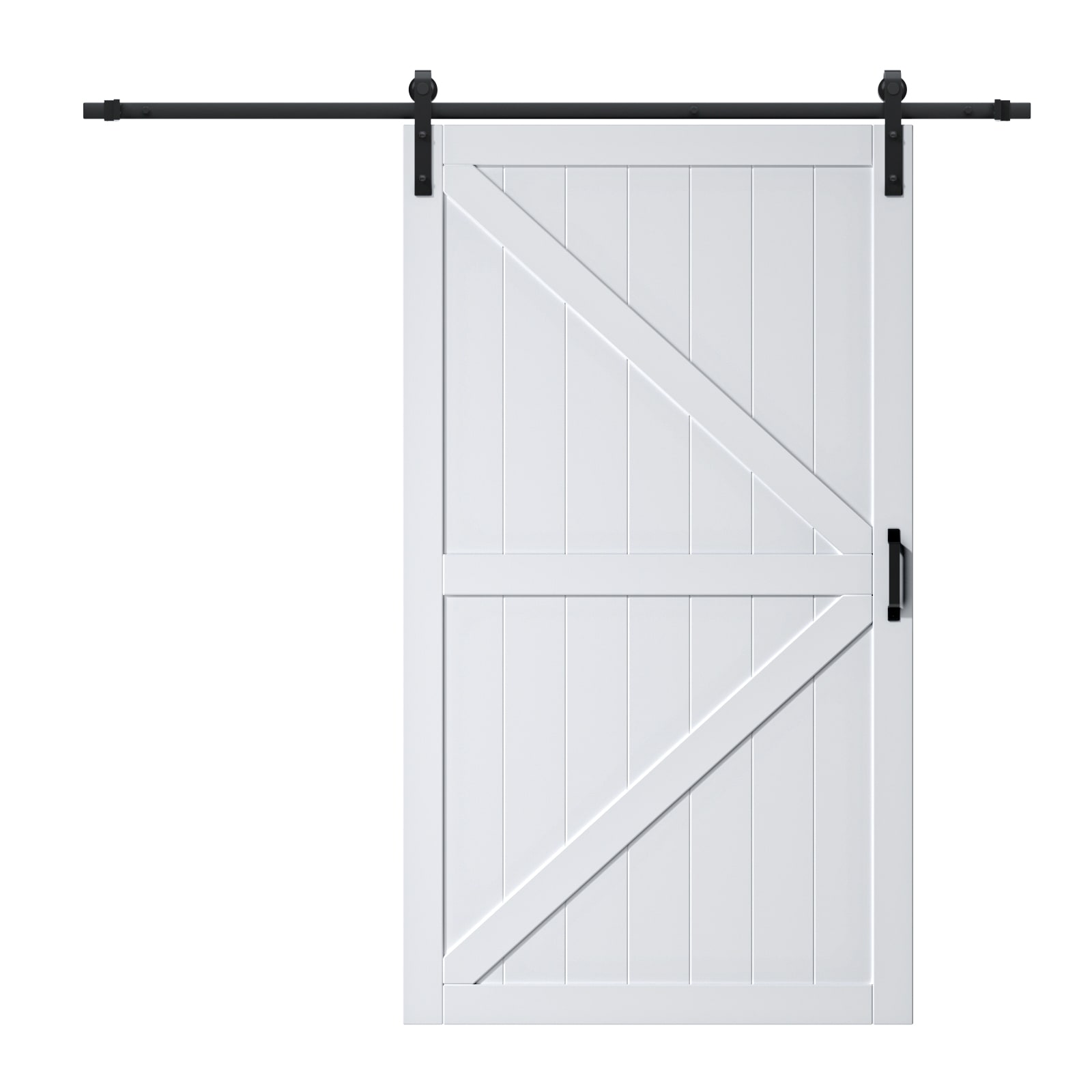 JUJUBON IN-BDBD1-K-WH-48 48-in x 84-in White K-frame MDF Solid core Single Barn Door (Hardware Included)