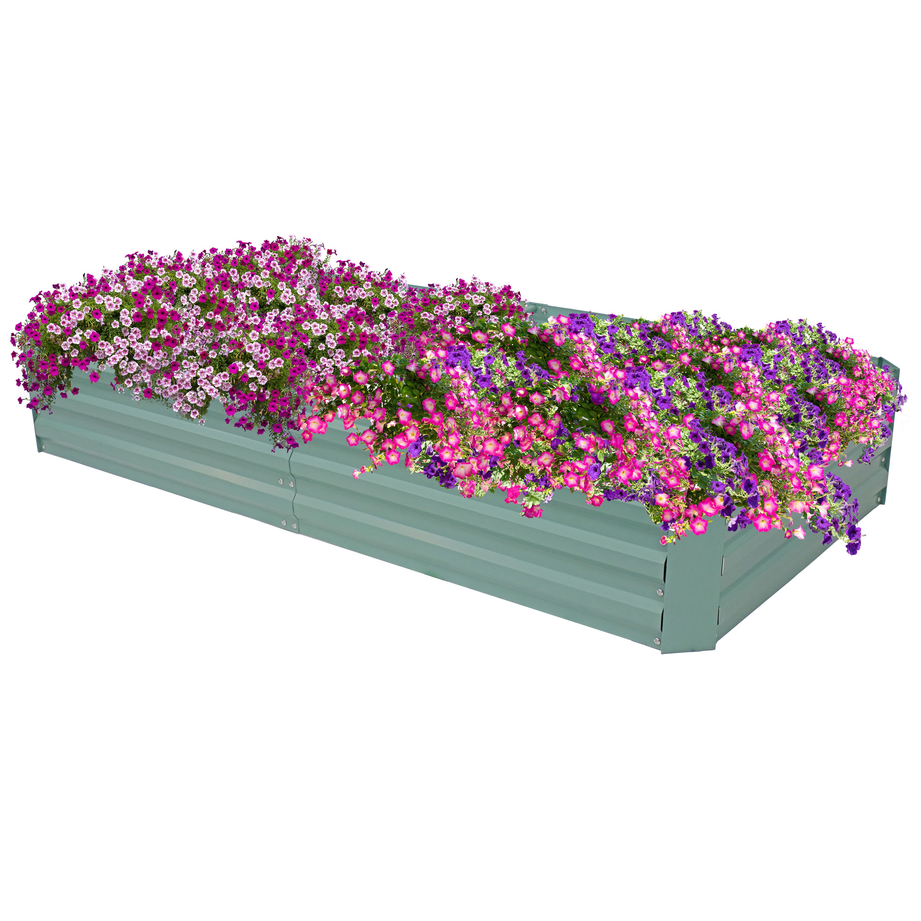 Sunnydaze Decor NPH-687 71-in W x 35-in L x 12-in H Elevated Green Galvanized Metal Raised Garden Bed