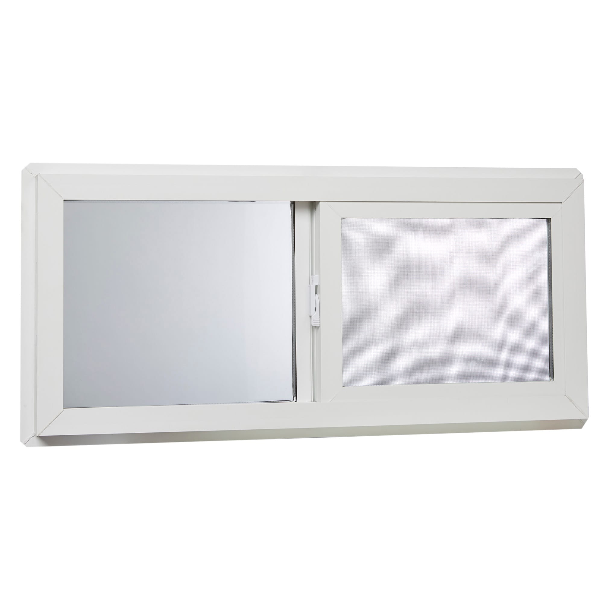 RELIABILT VBSI3214RB 31-3/4-in x 13-3/4-in White Exterior White Interior Left-Handed Vinyl Sliding Window Double strength (Half Screen Included)