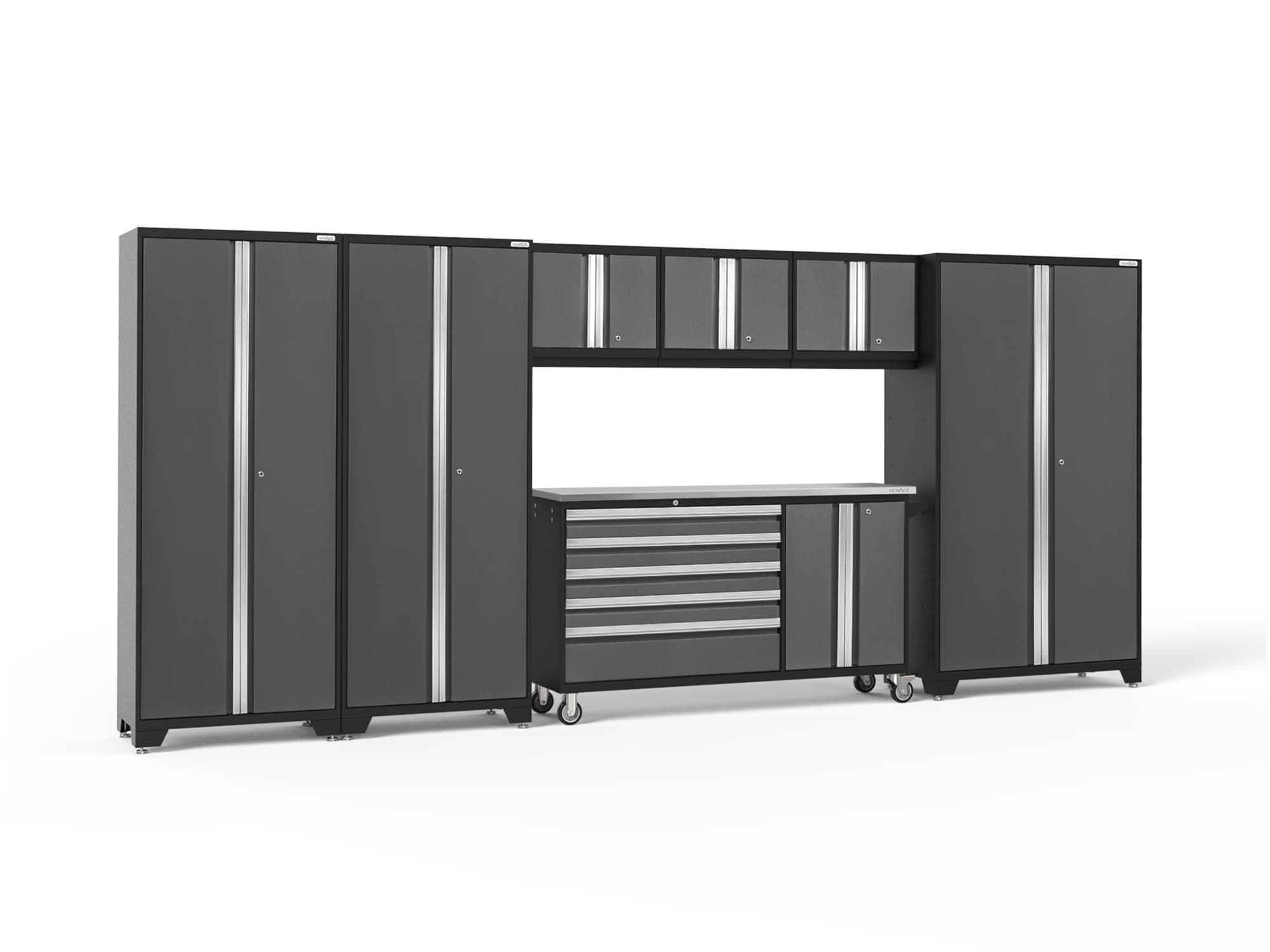 NewAge Products 50587 174.0-in W x 77.25-in H x 18.0-in D 7 -Cabinets Steel Charcoal Gray Garage Storage System