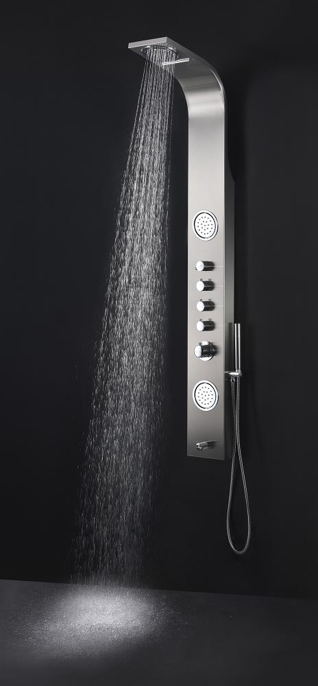 ANZZI Field Brushed Steel 5.8-in Waterfall Shower Panel System with 3 ...