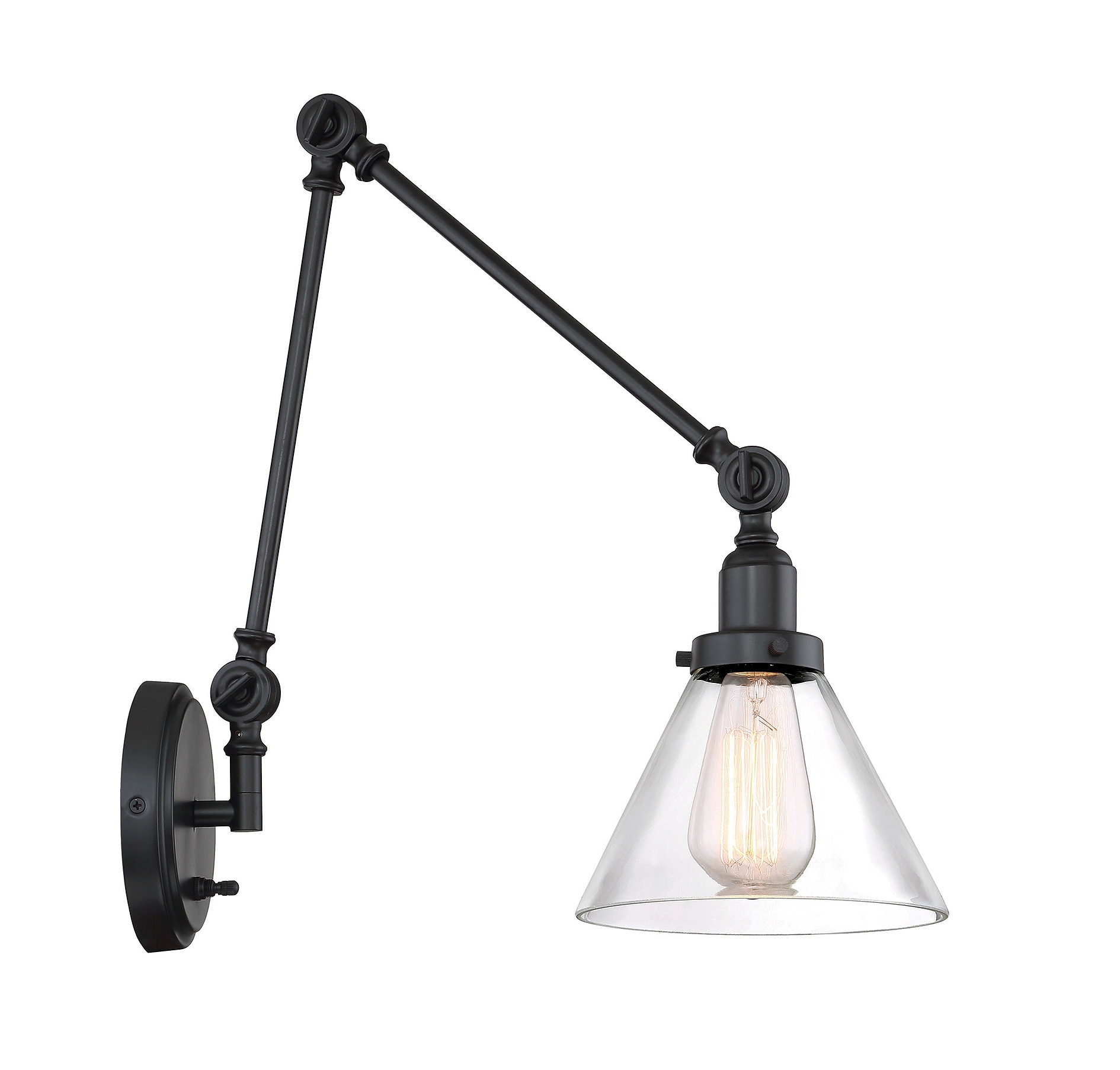 Drake English Bronze Adjustable Wall Sconce with Clear Glass Shade