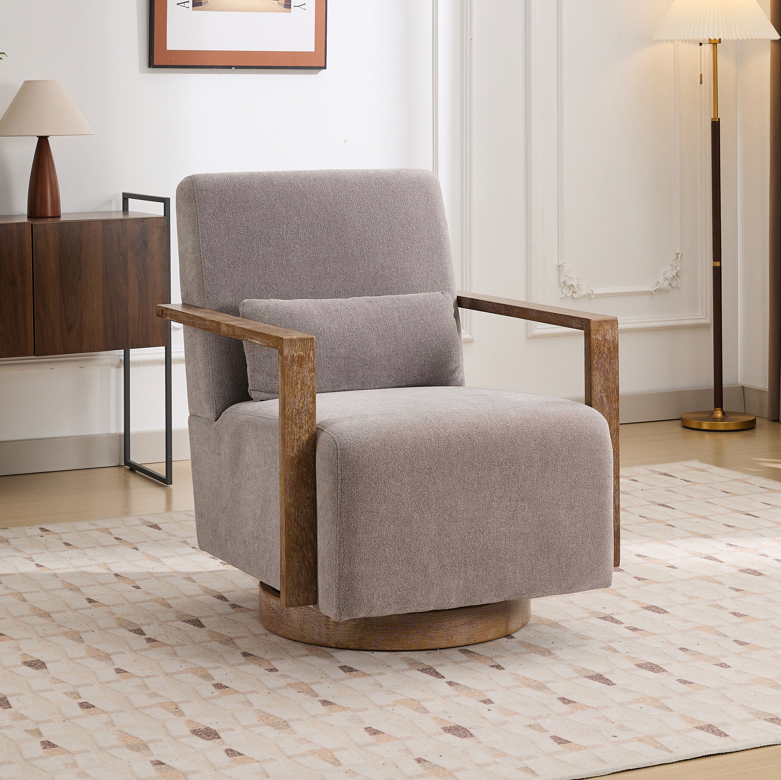 Hrinhom HC-W1115-GRAY Modern GRAY Swivel Accent Chair