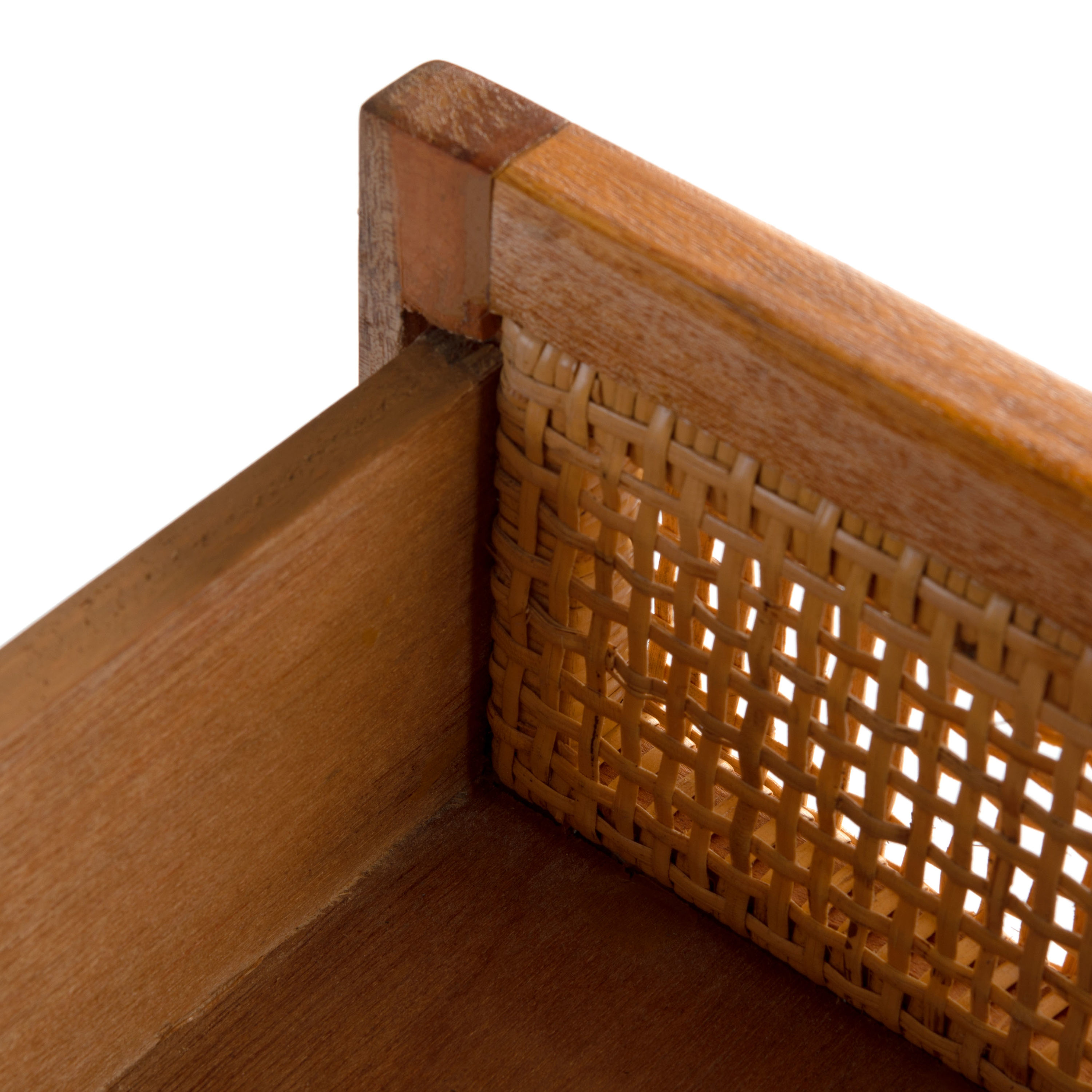 Coastal Natural Rattan & Mindi Wood 1-Drawer Nightstand