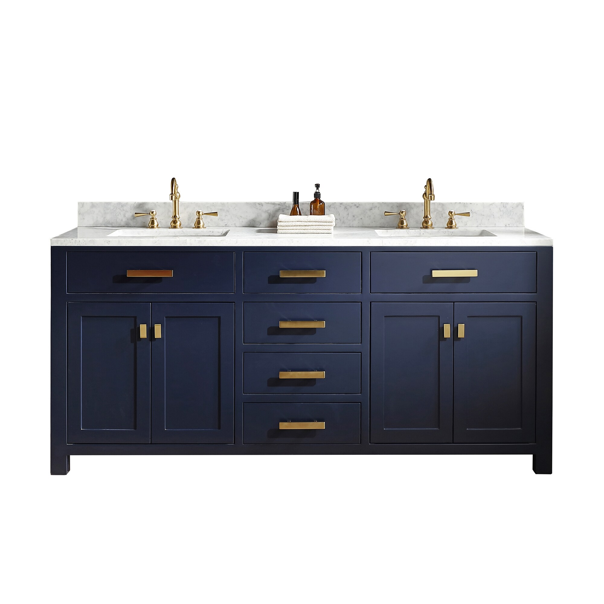 Madison 72" Monarch Blue Double Sink Vanity with Carrara Marble Top