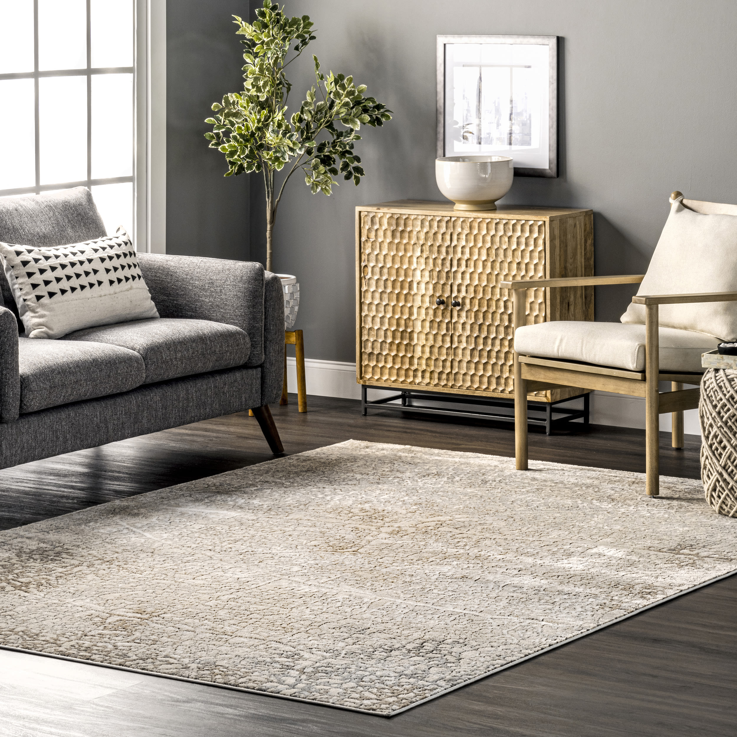 nuLOOM KKNT06A-5307 Entice 5 x 8 (ft) Loomed Polypropylene Beige Rectangular Indoor Abstract Area rug