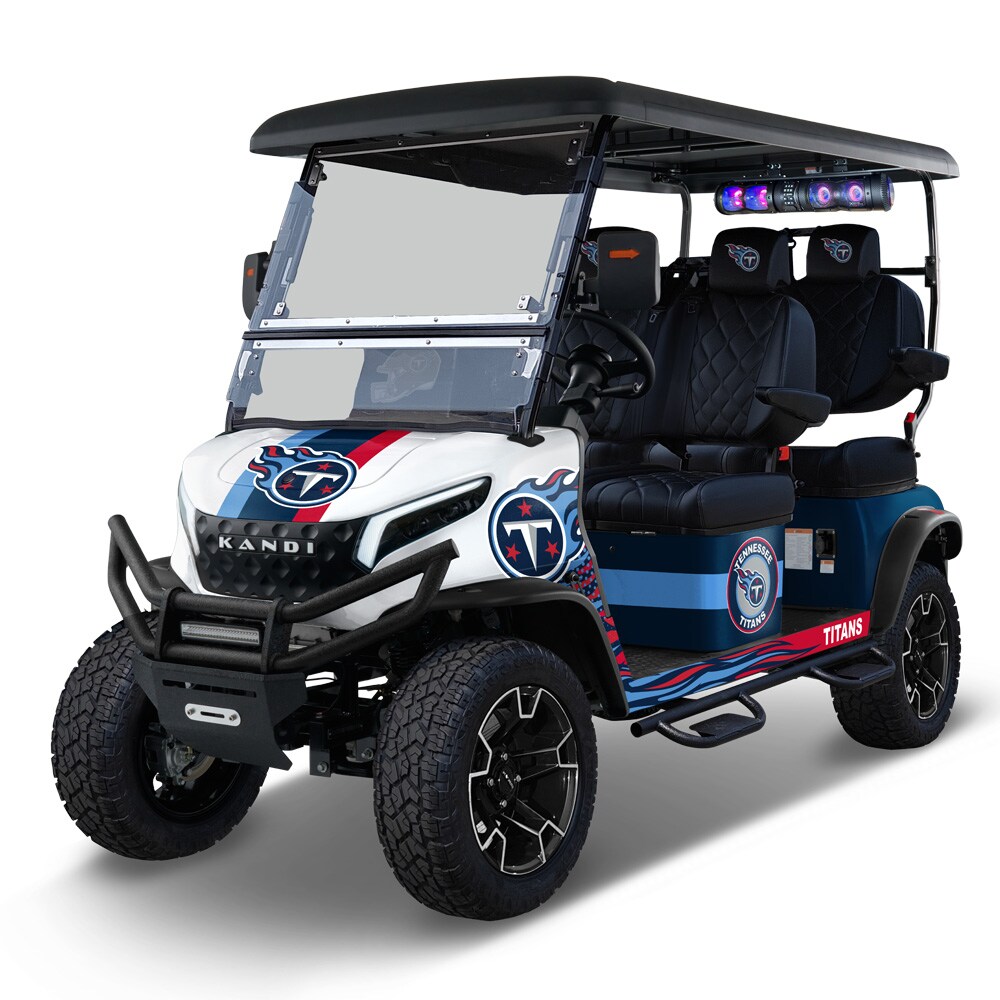 KANDI NFL4PROF-TEN Tennessee Titans, 4 Seat Electric Golf Cart with Lithium Battery, Max Speed 20 MPH, NFL Licensed