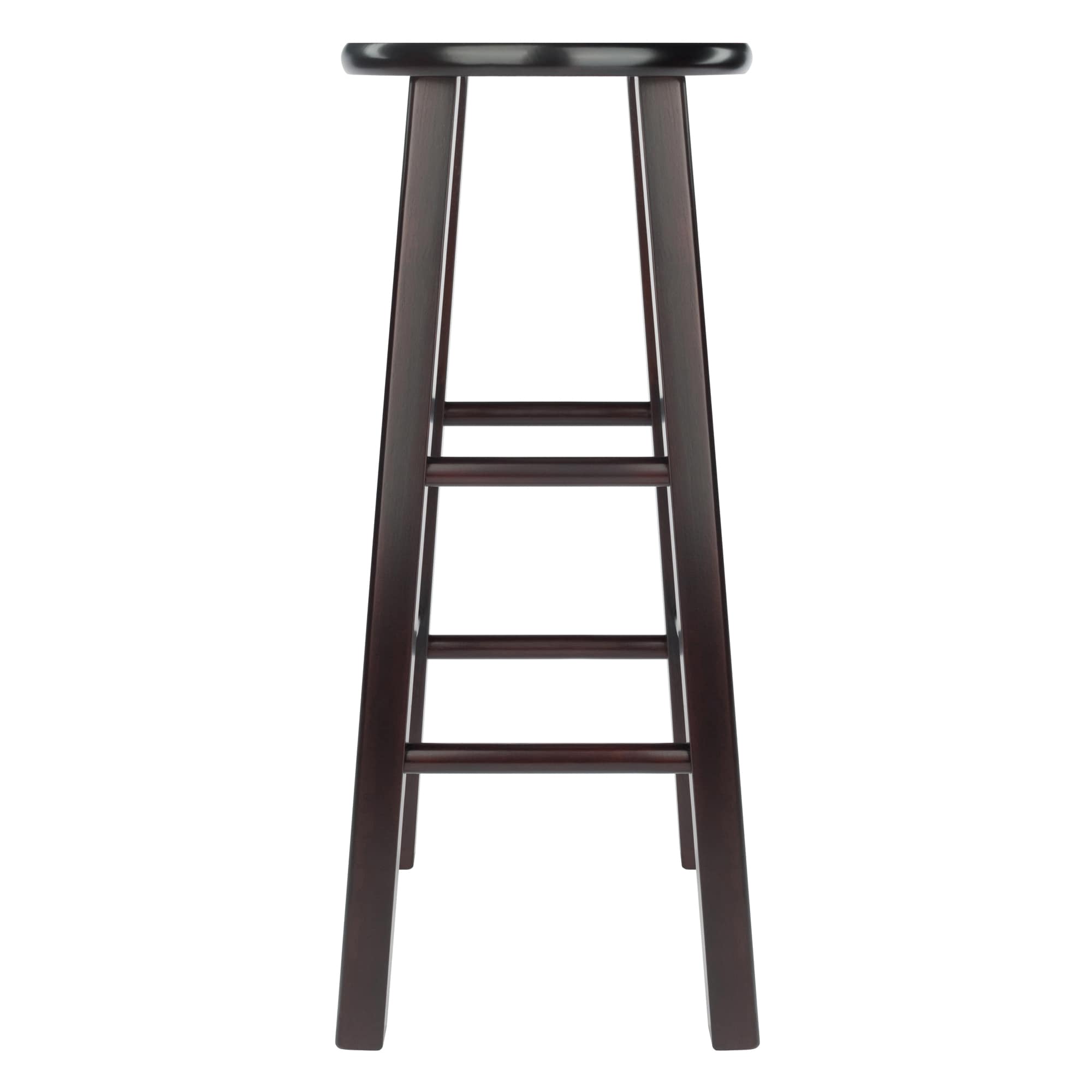 Espresso Industrial Solid Wood Bar Stools Set of 2
