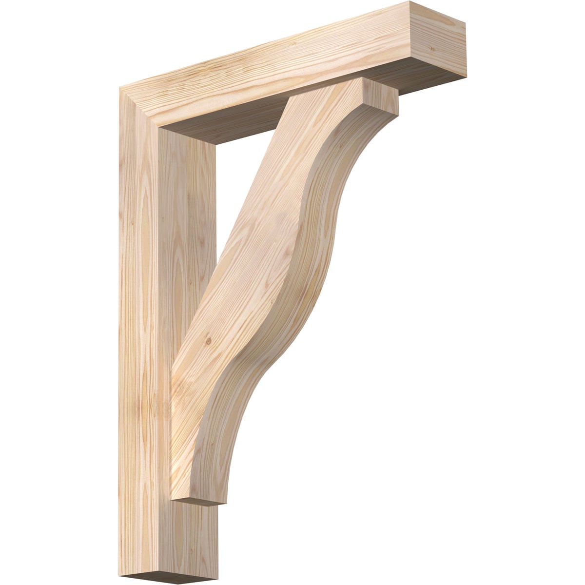 Ekena Millwork 1462547 Funston Block Smooth Bracket with Offset Brace Douglas Fir Wood Standard Bracket