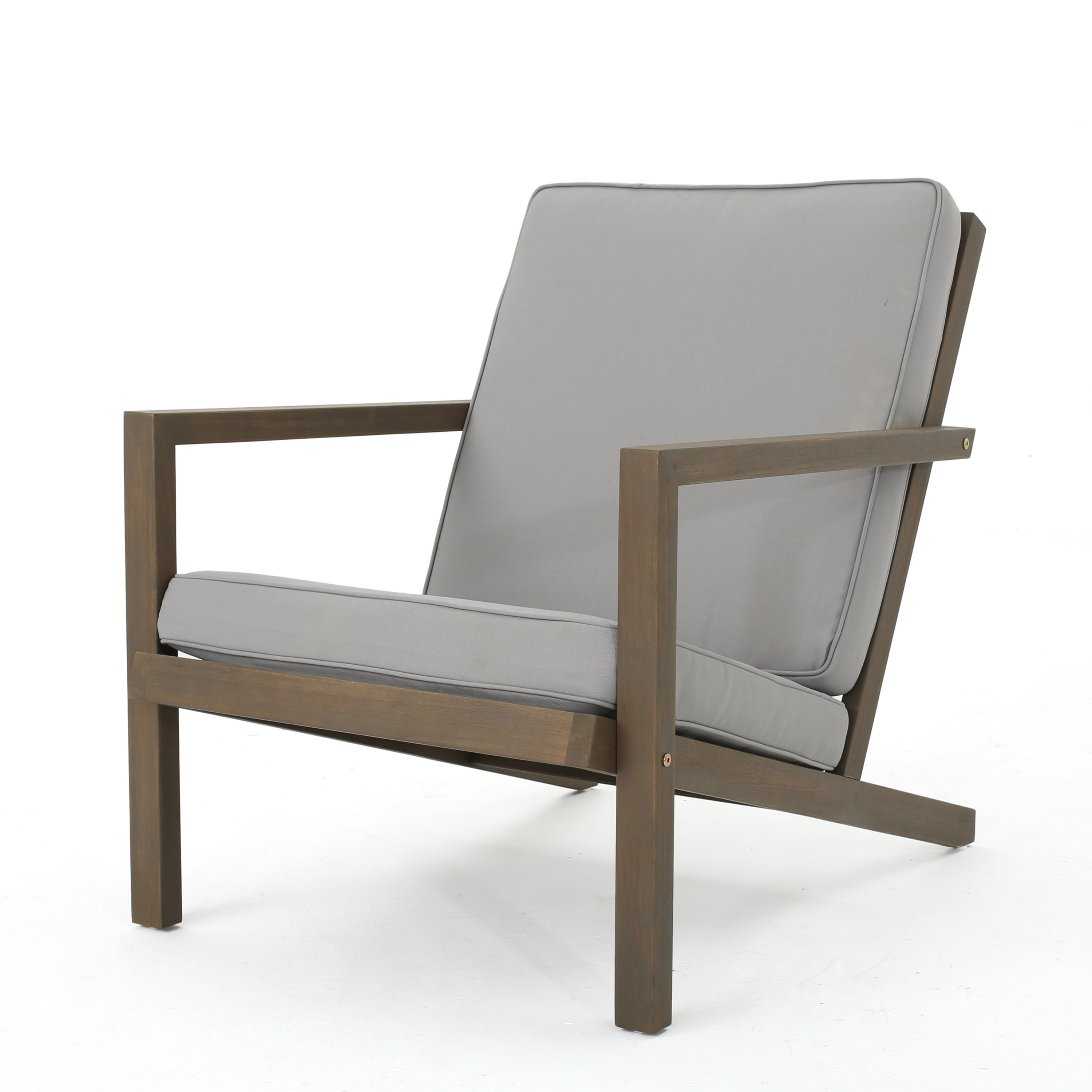 Gray Acacia Wood 3-Piece Outdoor Chat Set with Water-Resistant Cushions